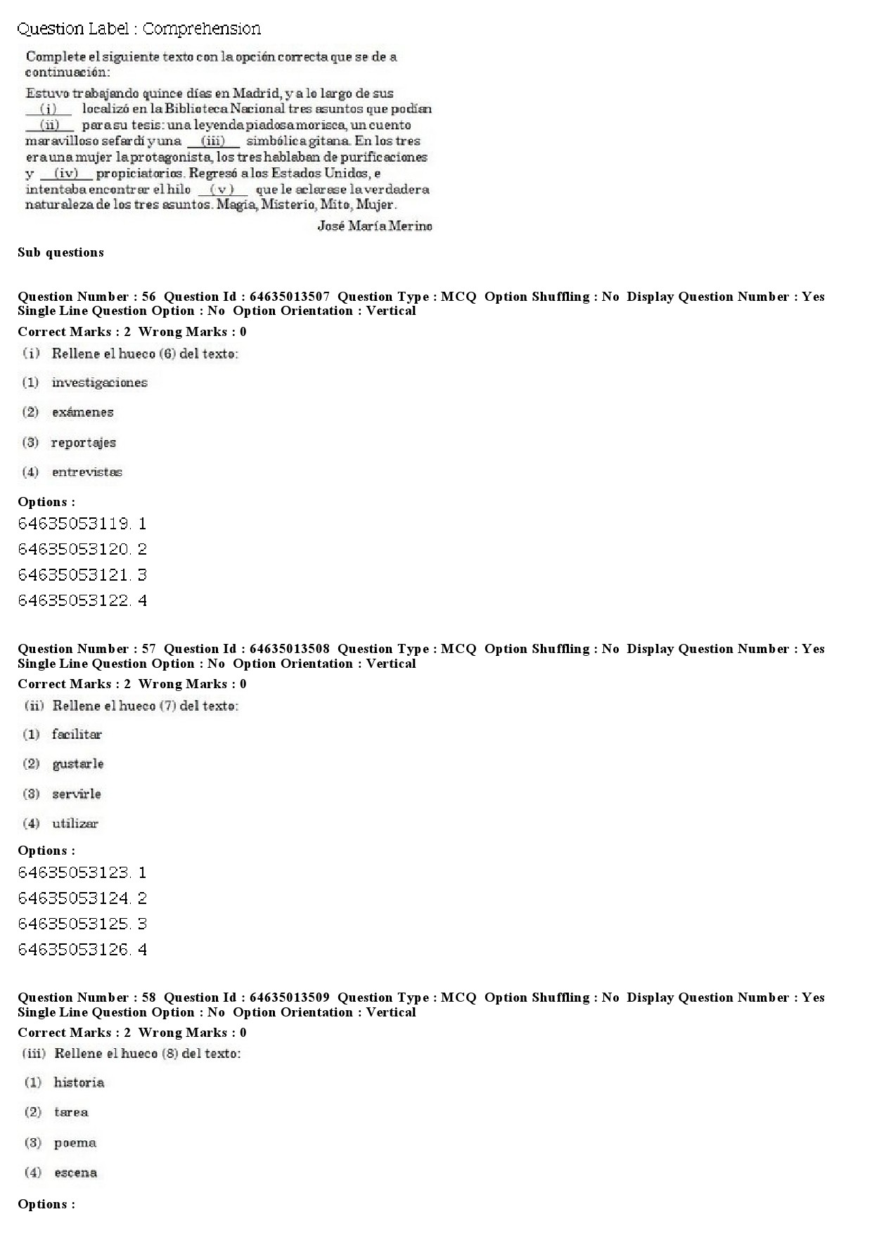 UGC NET Spanish Question Paper June 2019 38