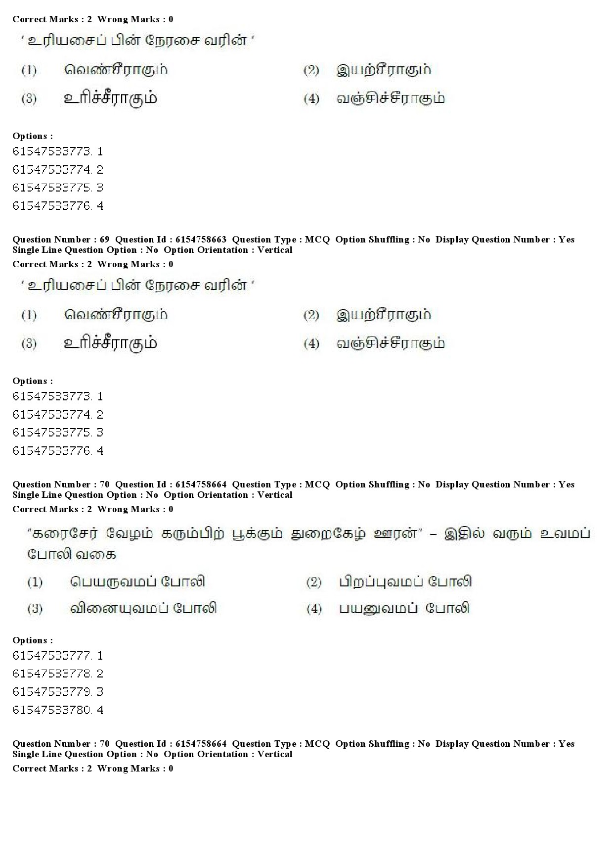 UGC NET Tamil Question Paper December 2019 65