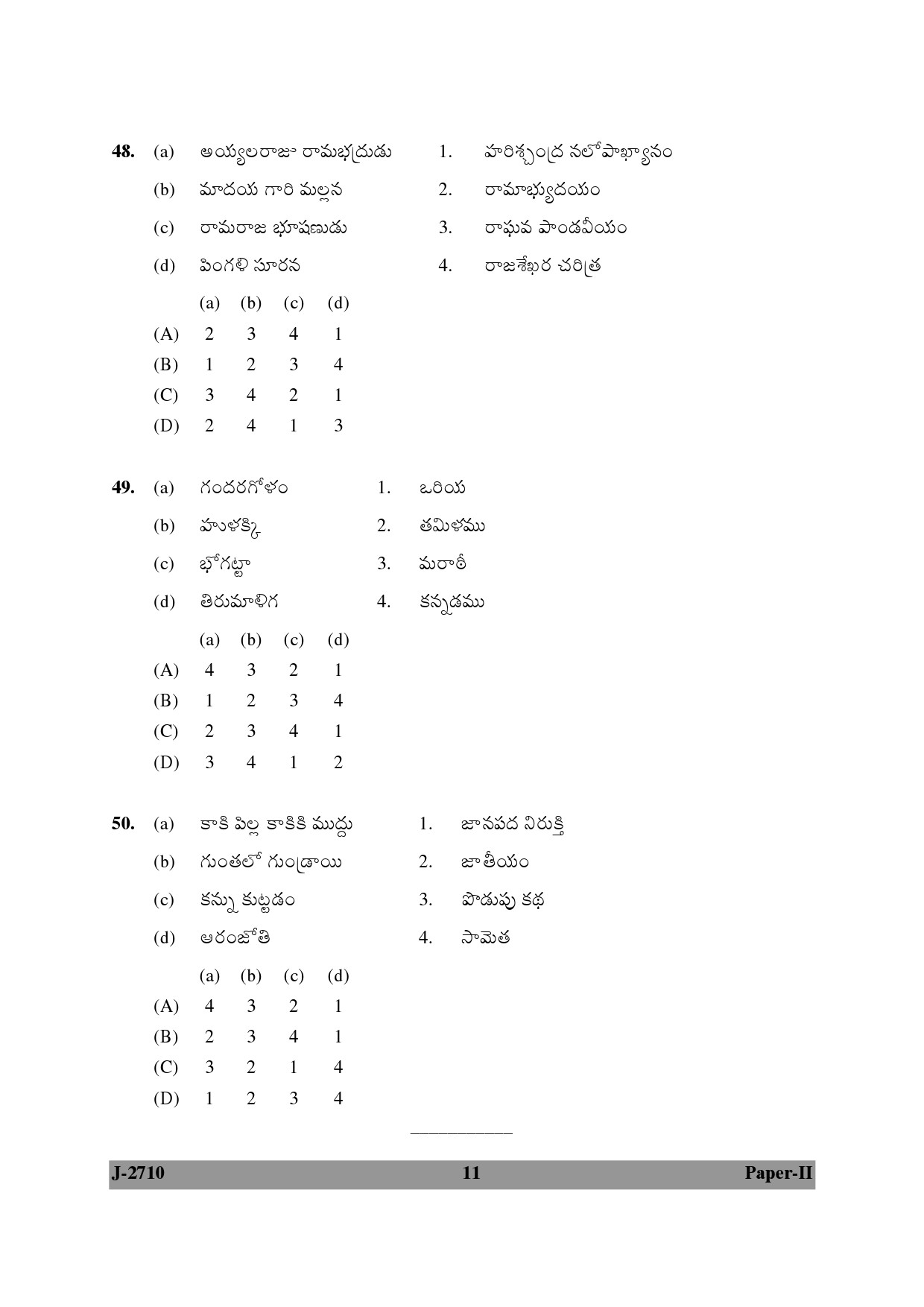 UGC NET Telugu Question Paper II June 2010 11