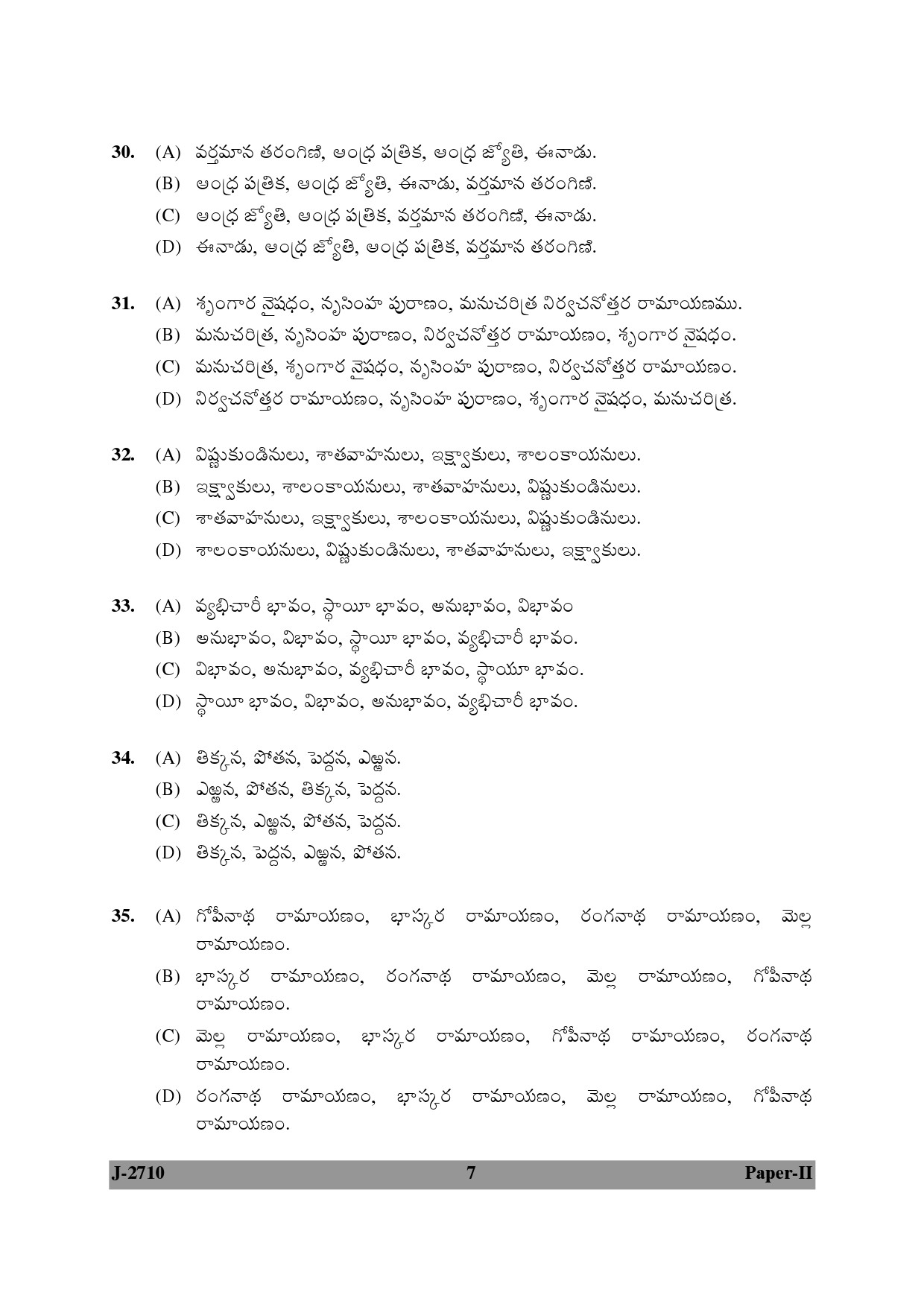 UGC NET Telugu Question Paper II June 2010 7