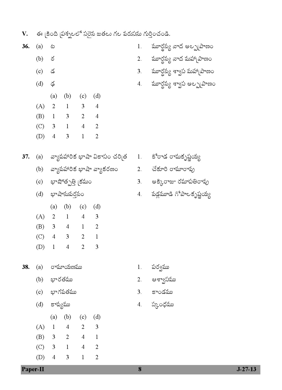 UGC NET Telugu Question Paper II June 2013 8