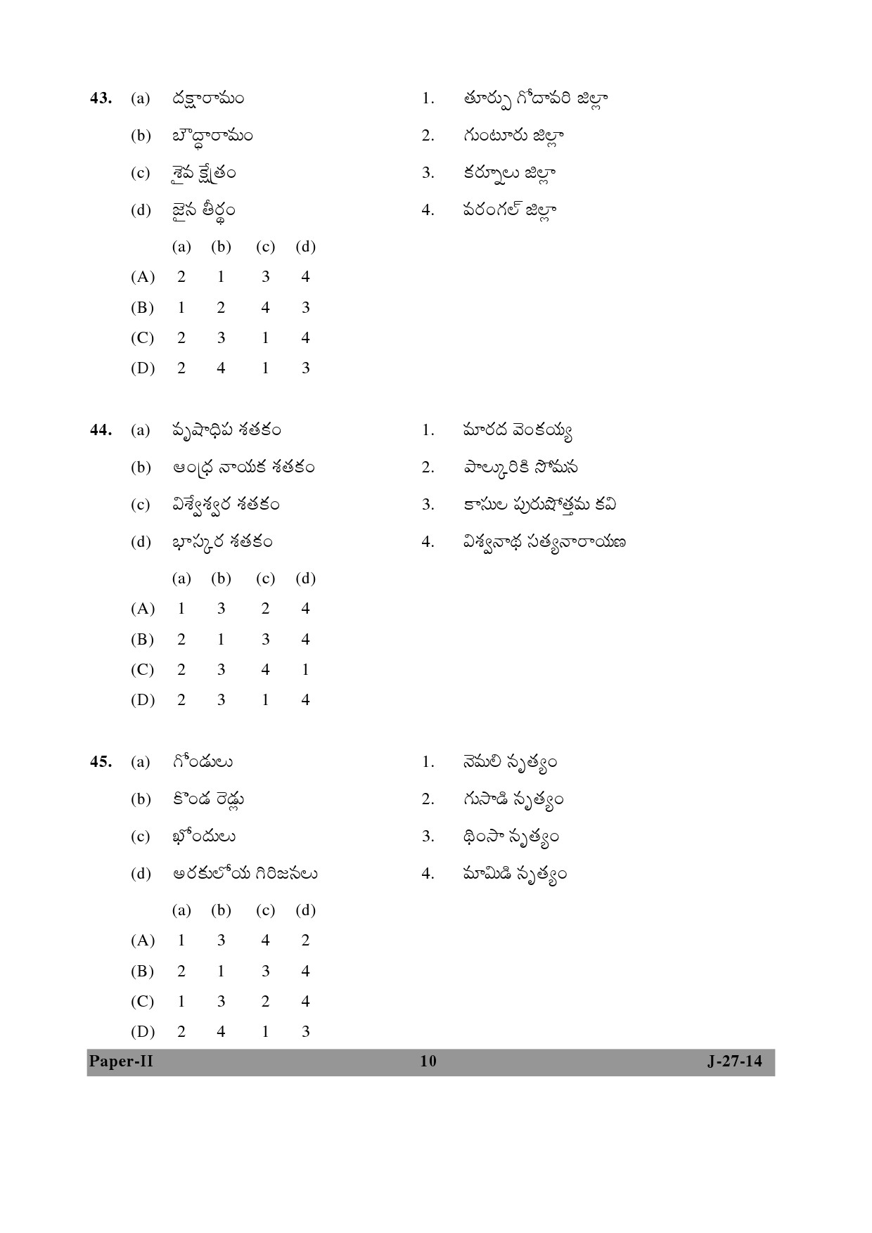 UGC NET Telugu Question Paper II June 2014 10