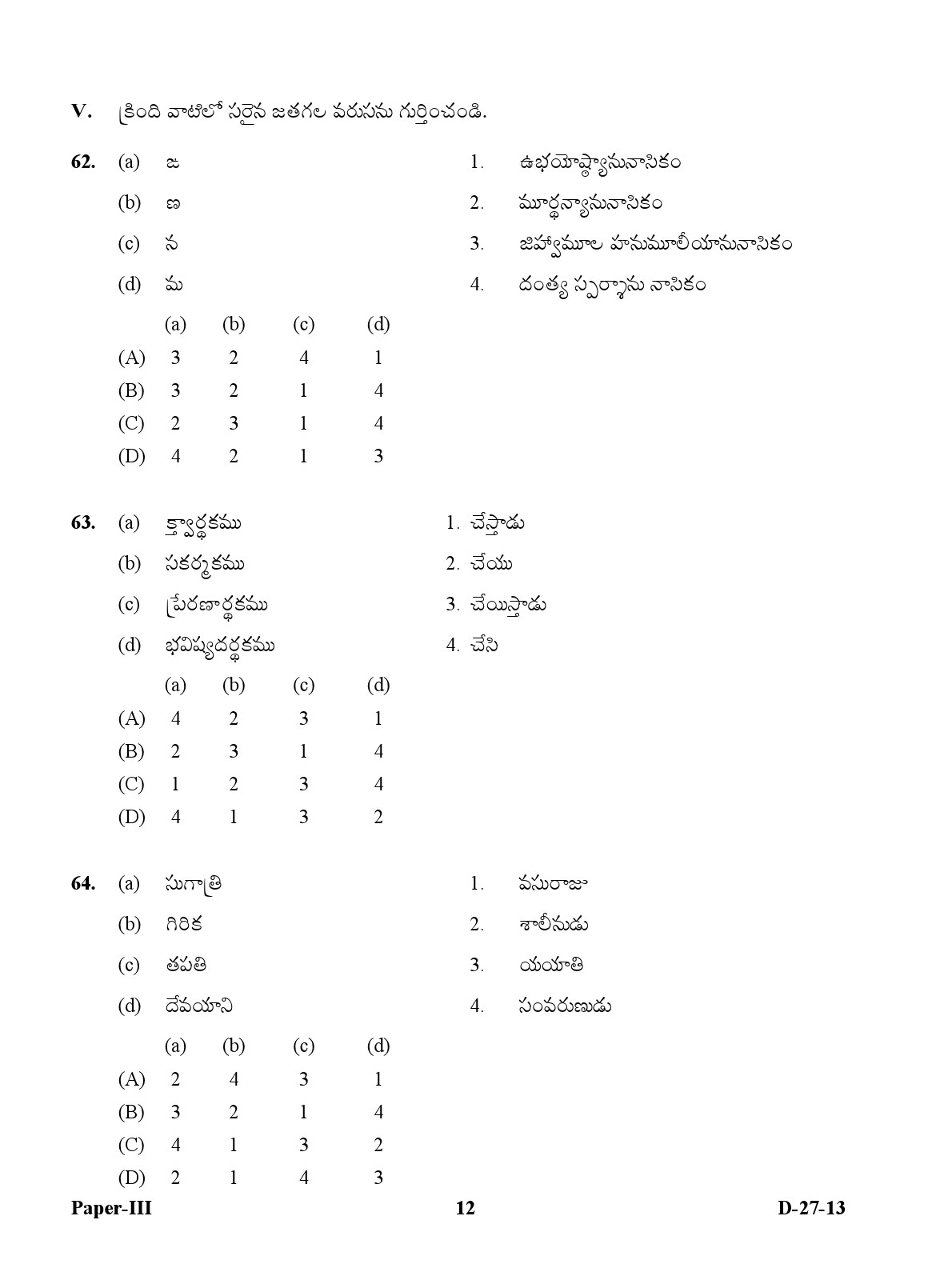 UGC NET Telugu Question Paper III December 2013 12