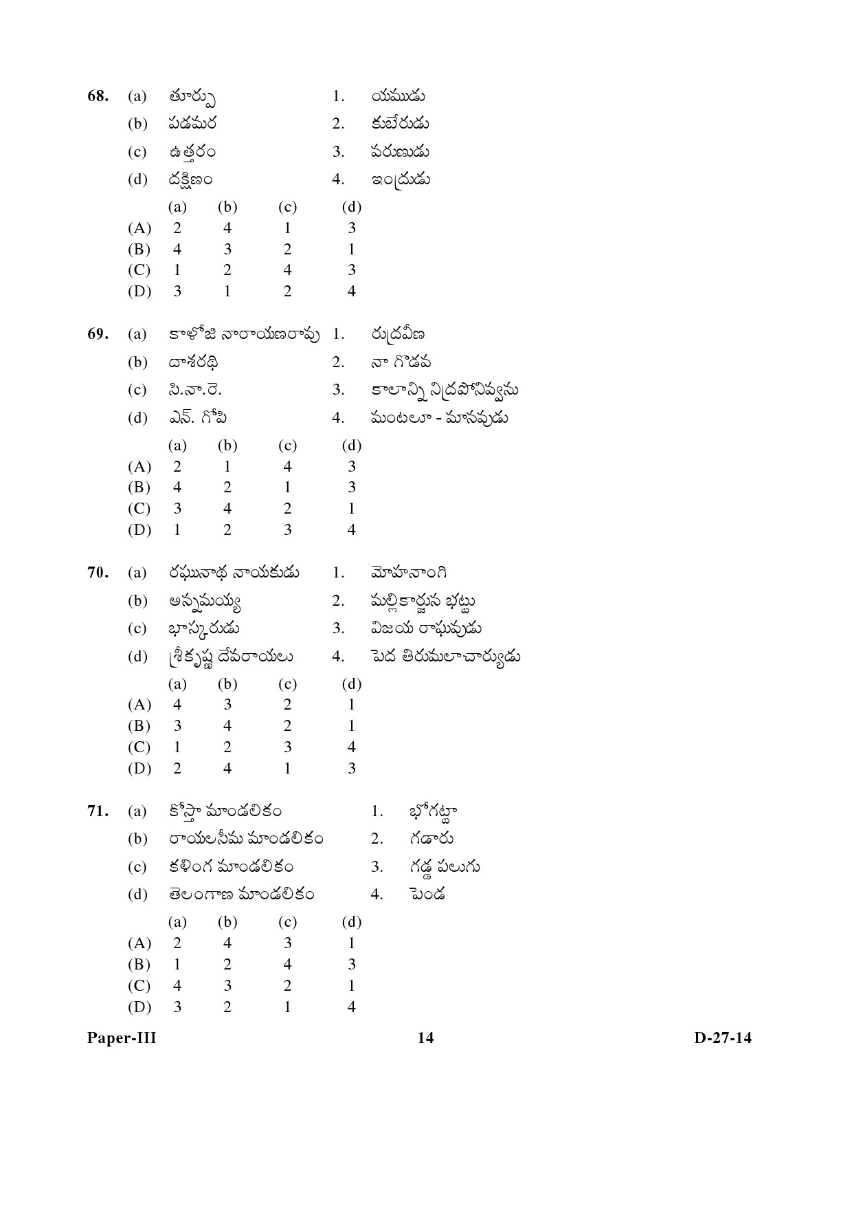 UGC NET Telugu Question Paper III December 2014 14