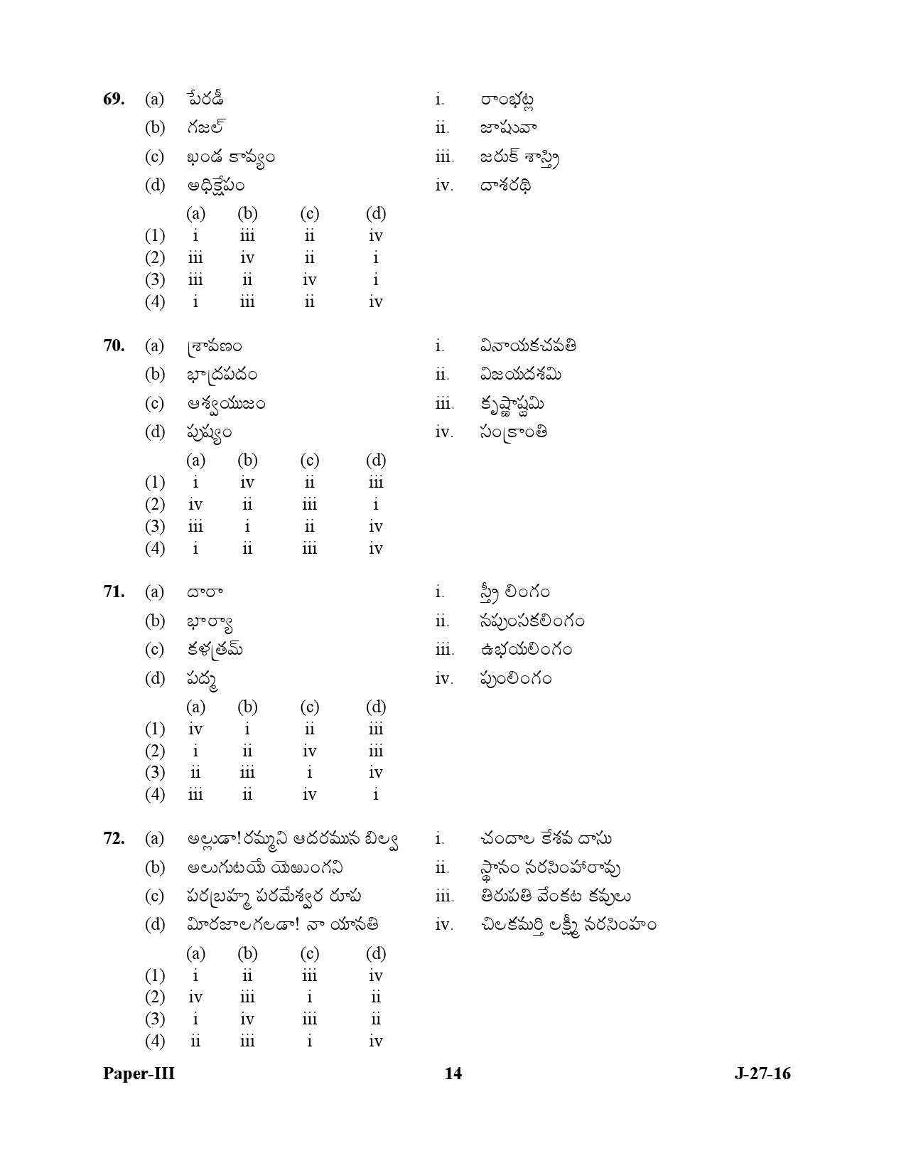 UGC NET Telugu Question Paper III July 2016 14