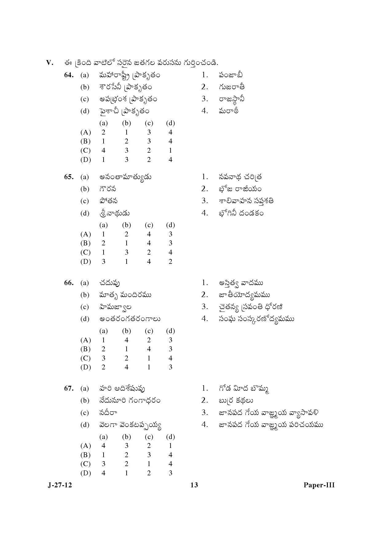 UGC NET Telugu Question Paper III June 2012 13