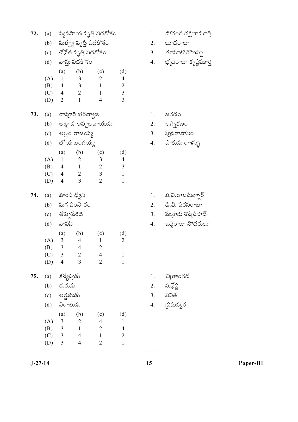 UGC NET Telugu Question Paper III June 2014 15