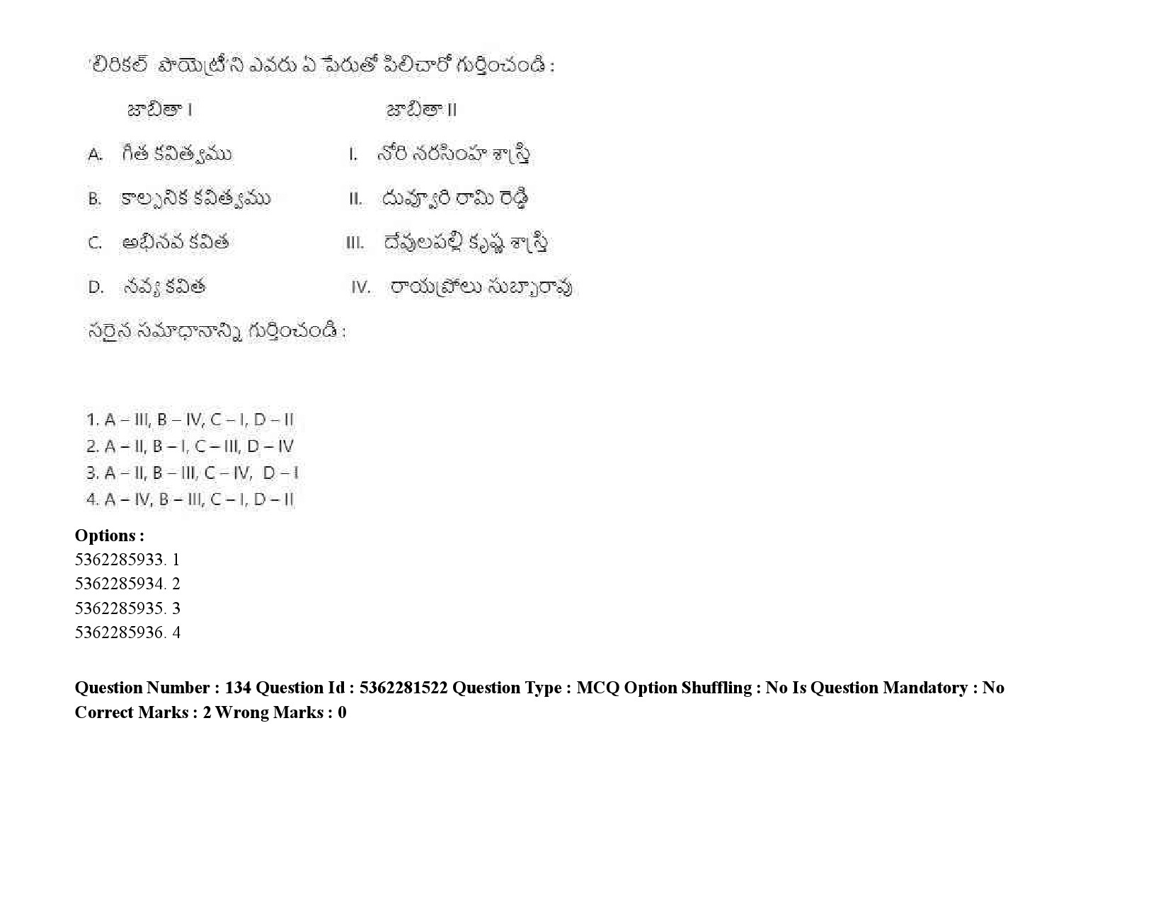 UGC NET Telugu Question Paper September 2020 194