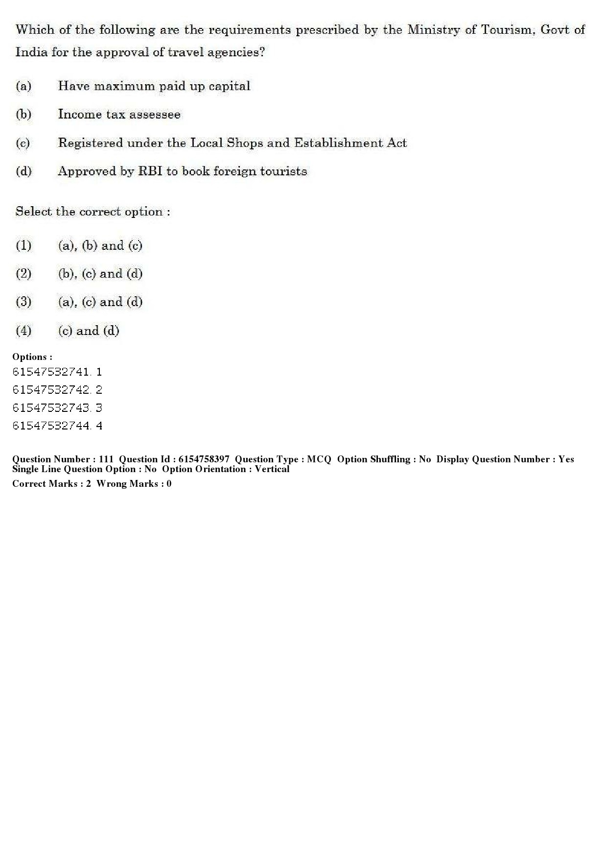 UGC NET Tourism Administration And Management Question Paper December 2019 116