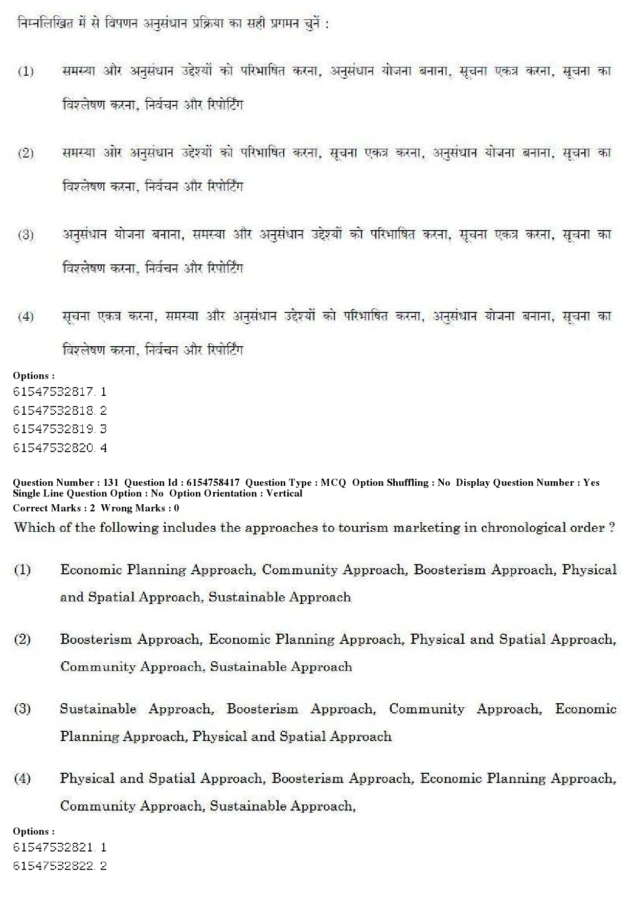 UGC NET Tourism Administration And Management Question Paper December 2019 146