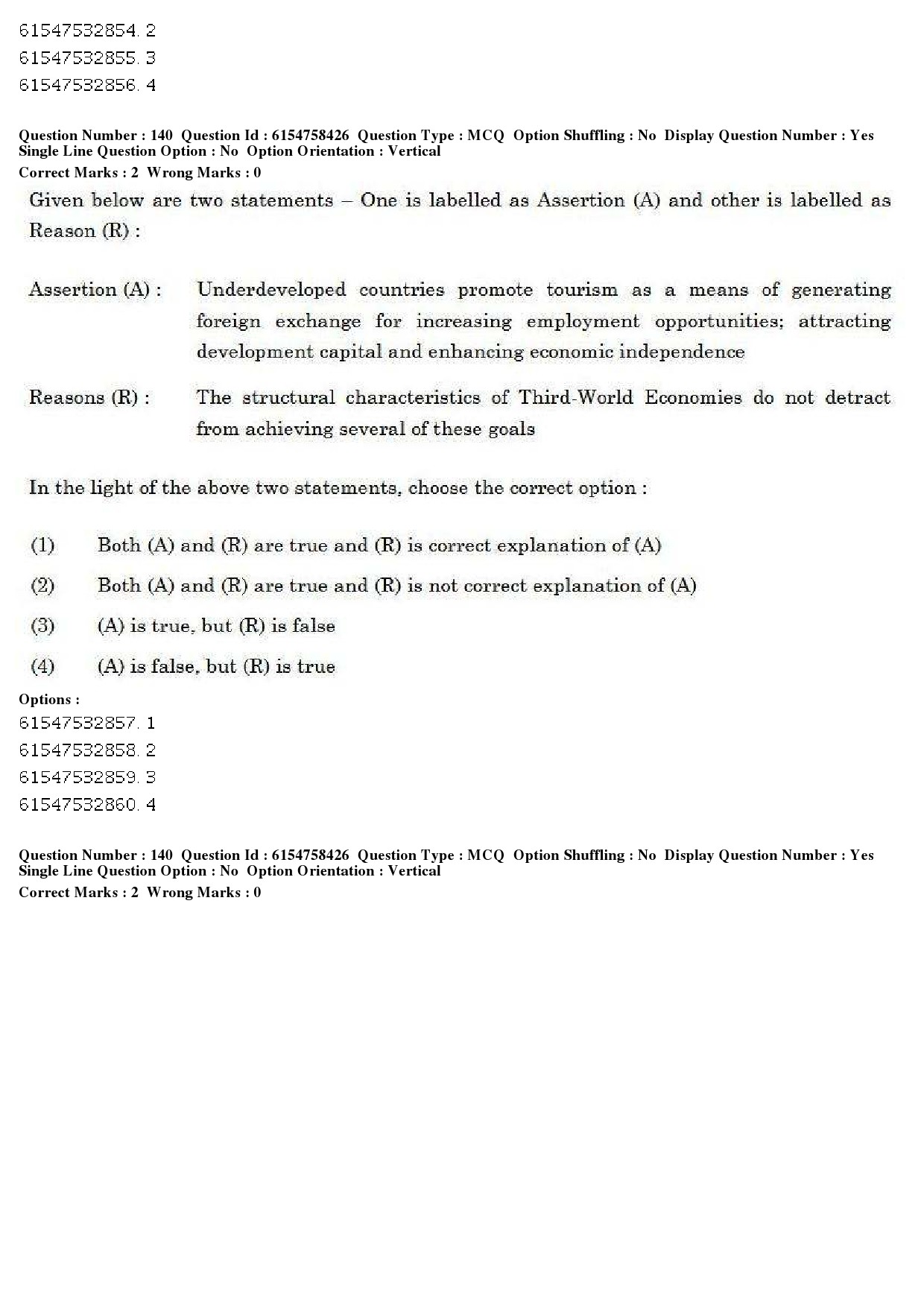 UGC NET Tourism Administration And Management Question Paper December 2019 160