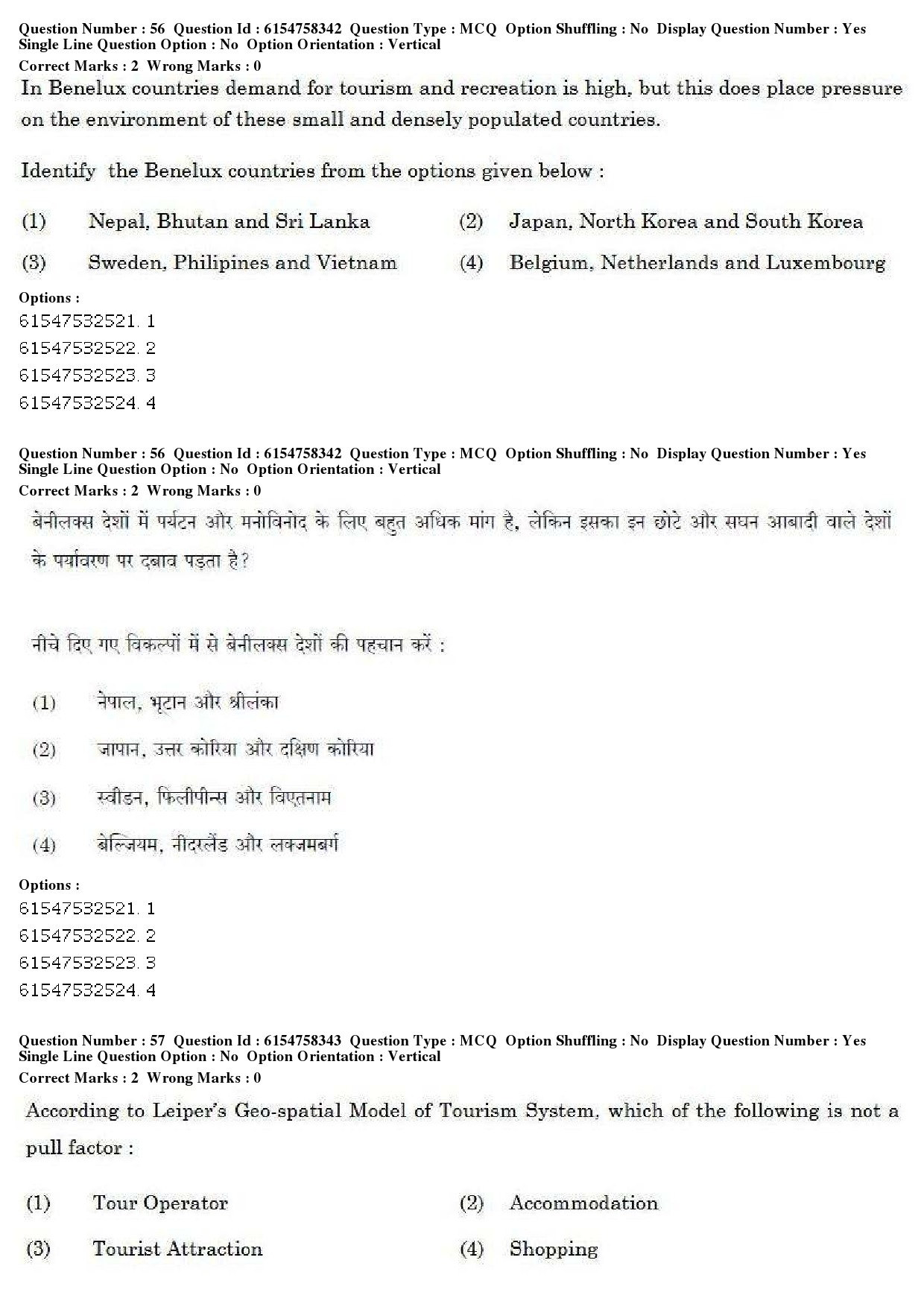 UGC NET Tourism Administration And Management Question Paper December 2019 58