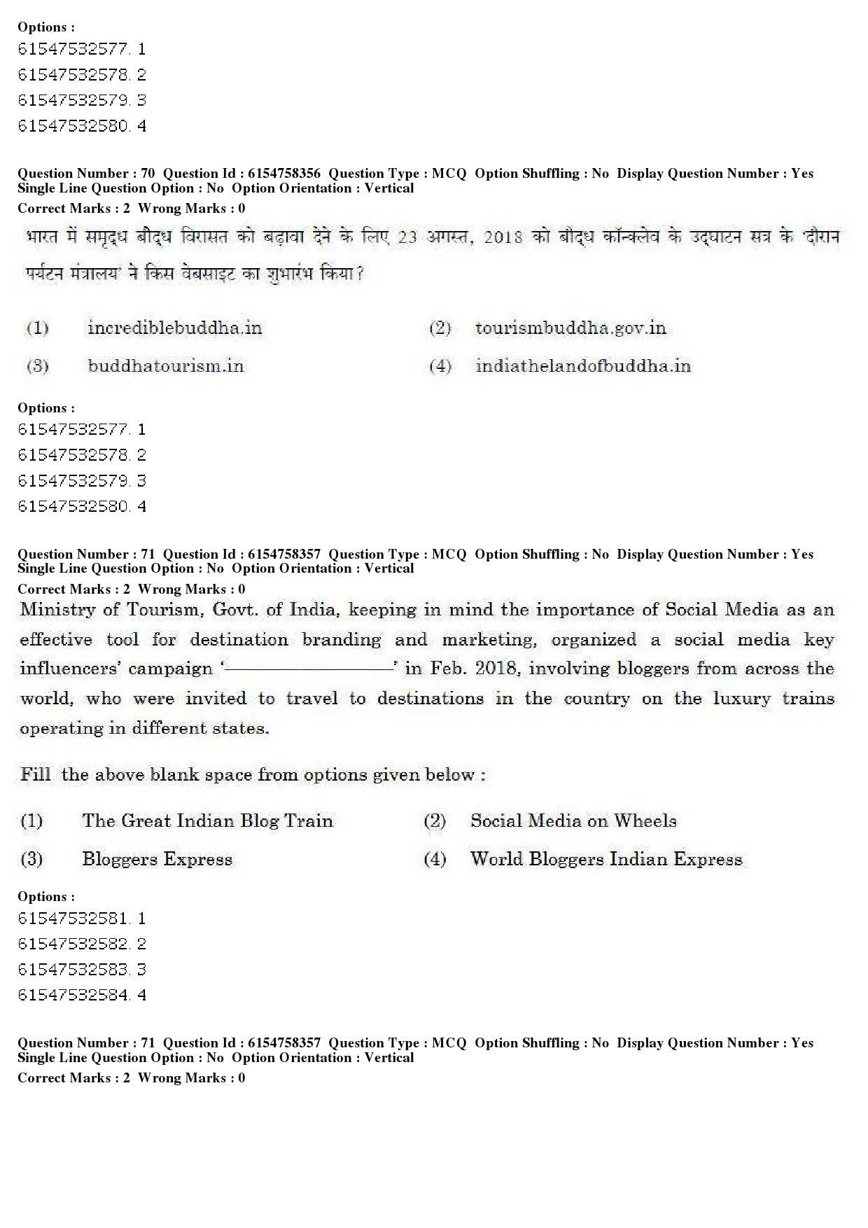 UGC NET Tourism Administration And Management Question Paper December 2019 68