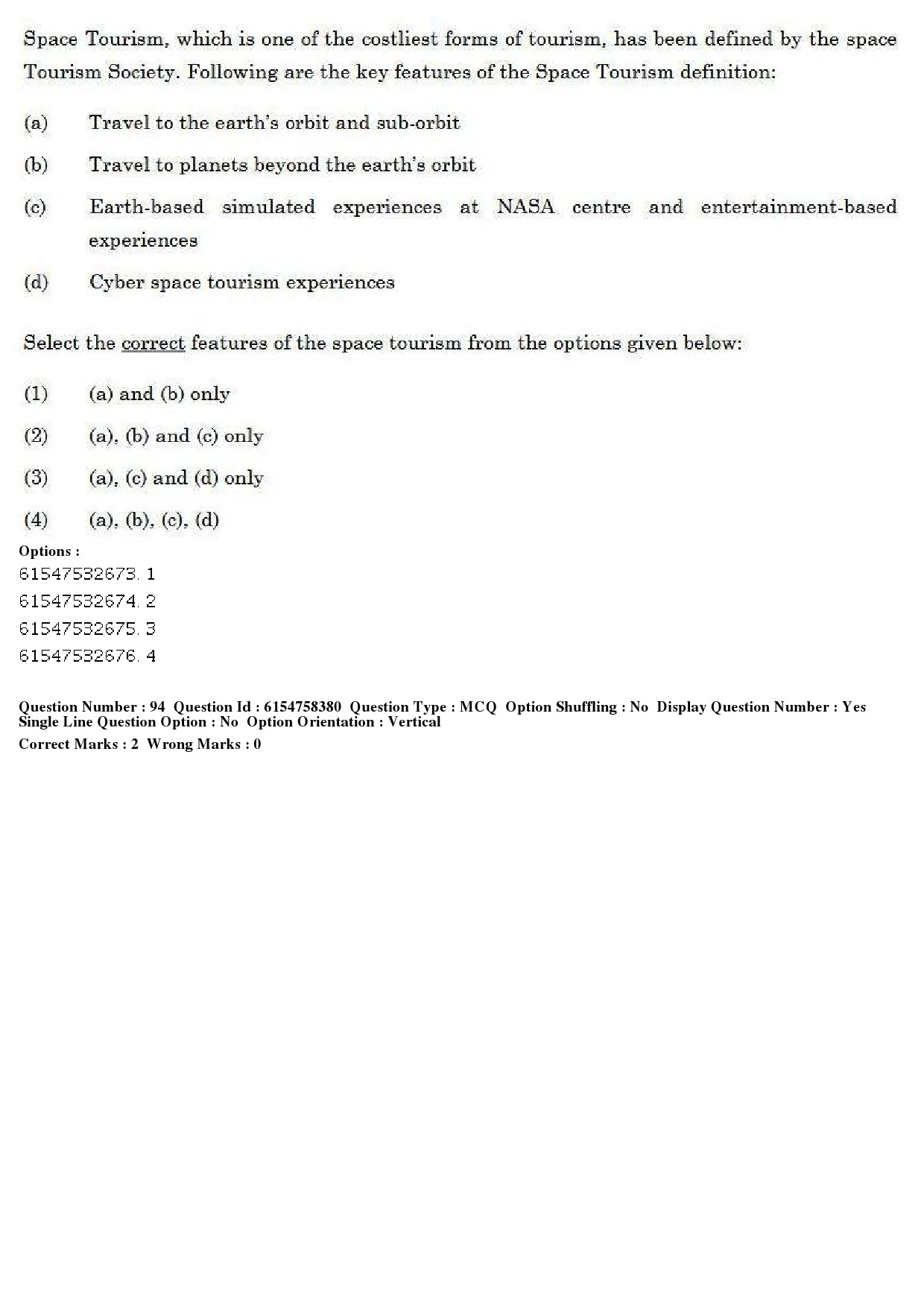 UGC NET Tourism Administration And Management Question Paper December 2019 86