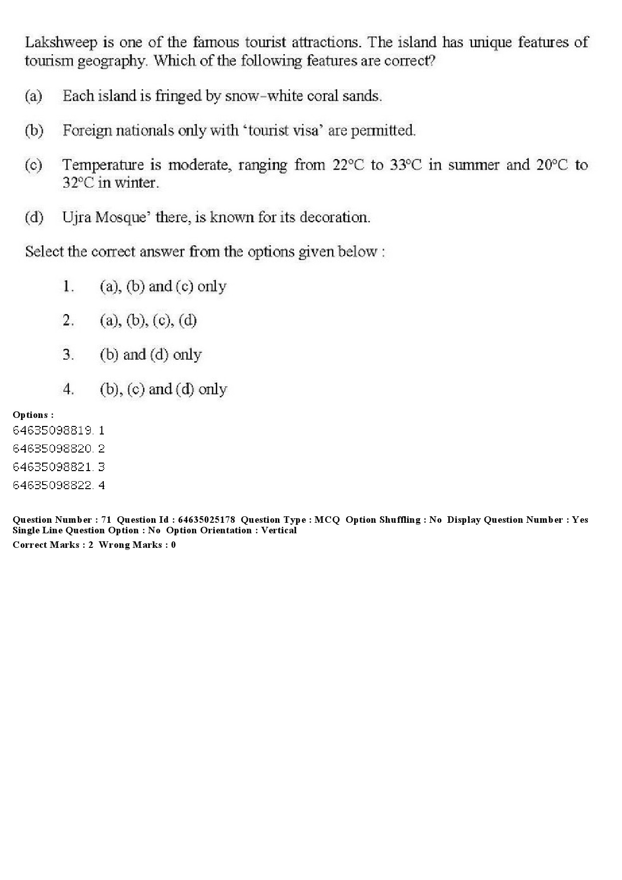 UGC NET Tourism Administration And Management Question Paper June 2019 64