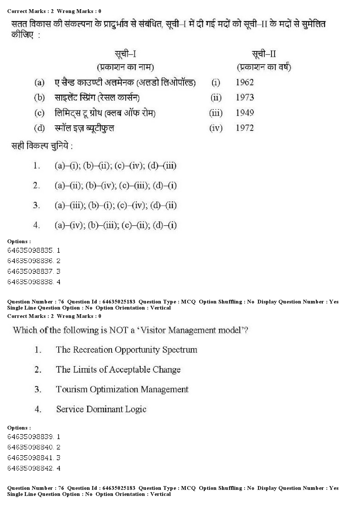 UGC NET Tourism Administration And Management Question Paper June 2019 70