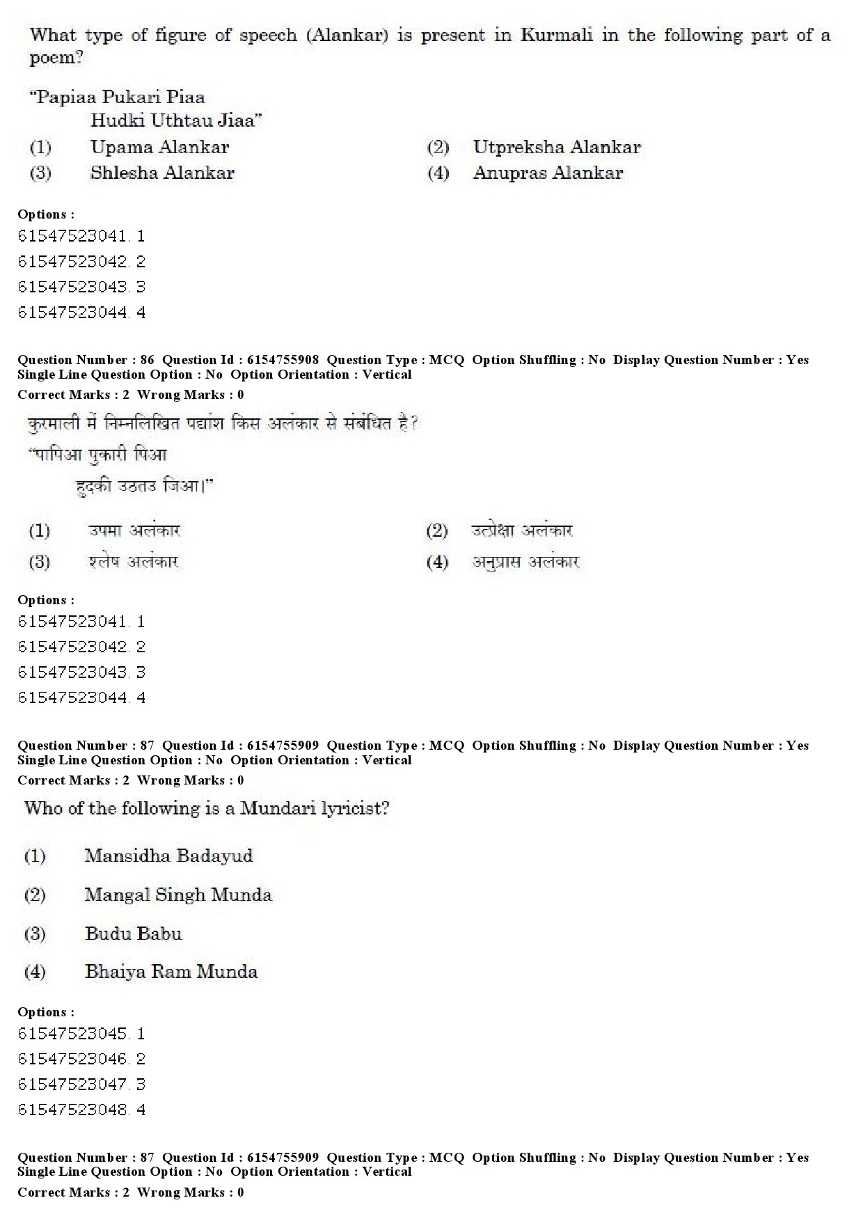 UGC NET Tribal and Regional Language Literature Question Paper December 2019 68