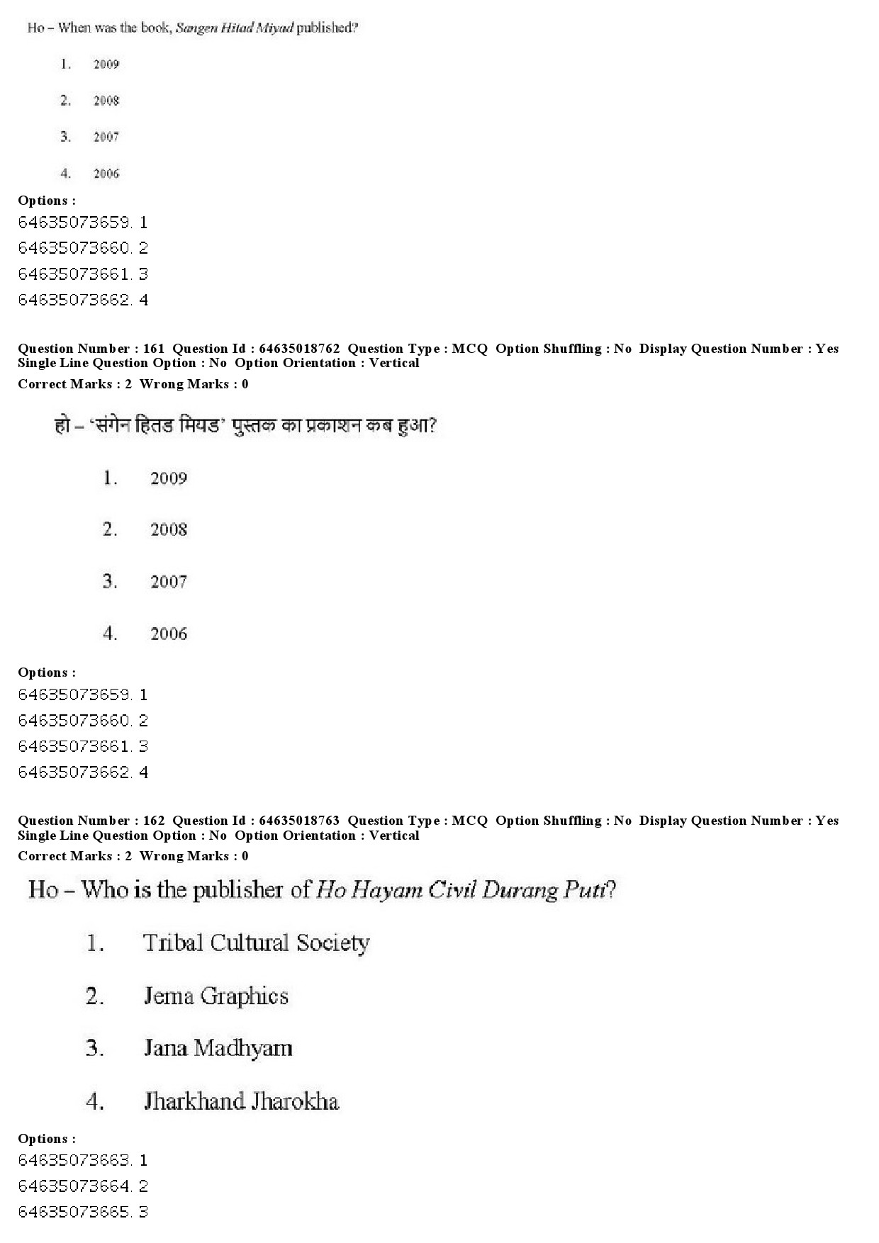 UGC NET Tribal and Regional Language Literature Question Paper June 2019 167