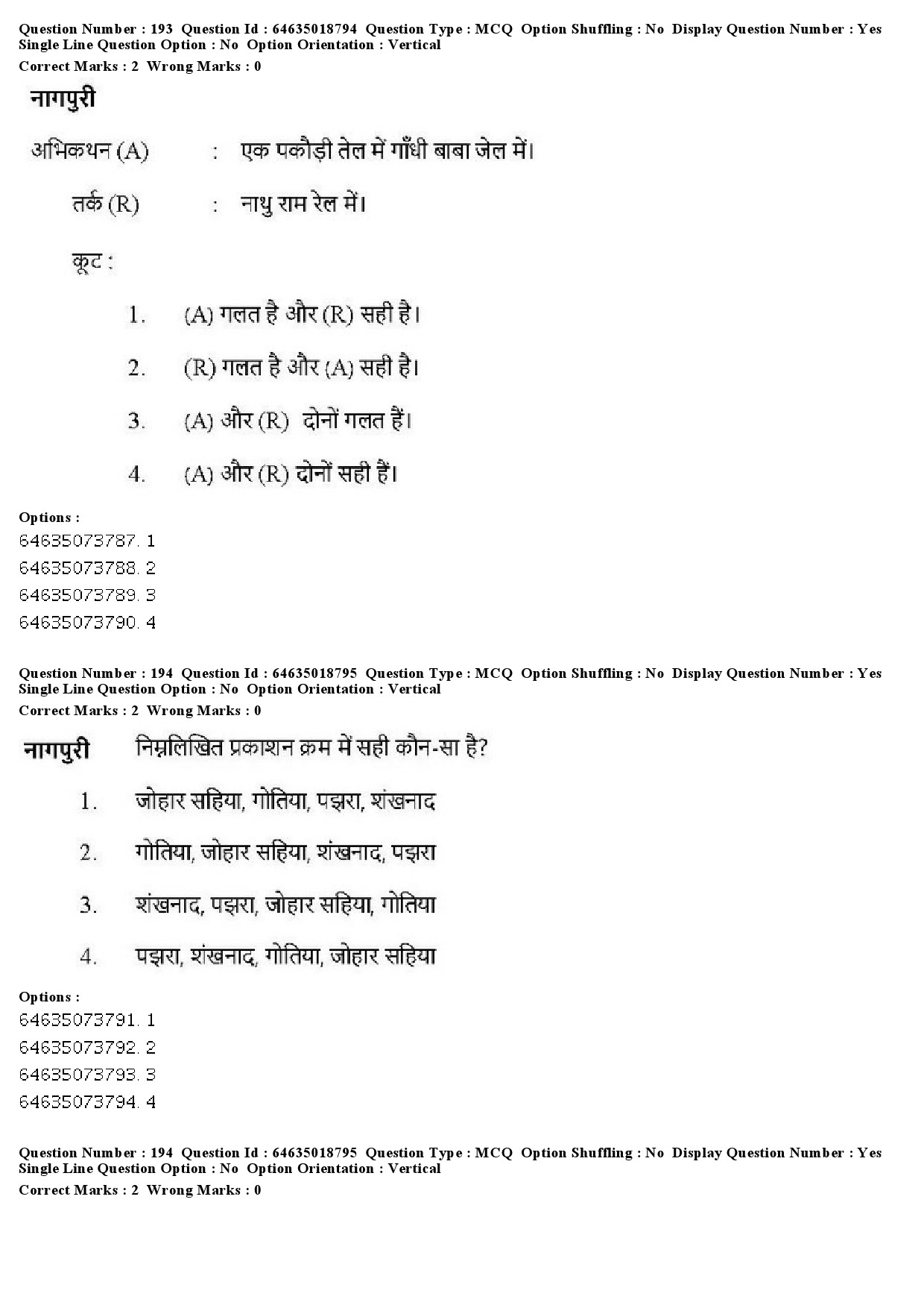 UGC NET Tribal and Regional Language Literature Question Paper June 2019 196