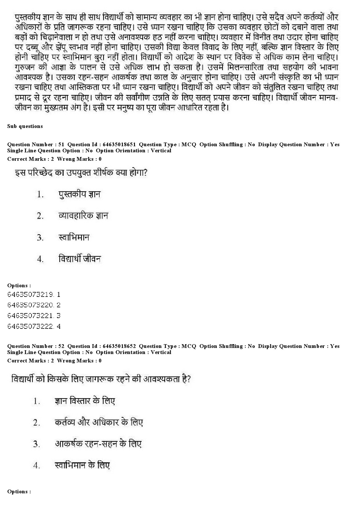 UGC NET Tribal and Regional Language Literature Question Paper June 2019 52