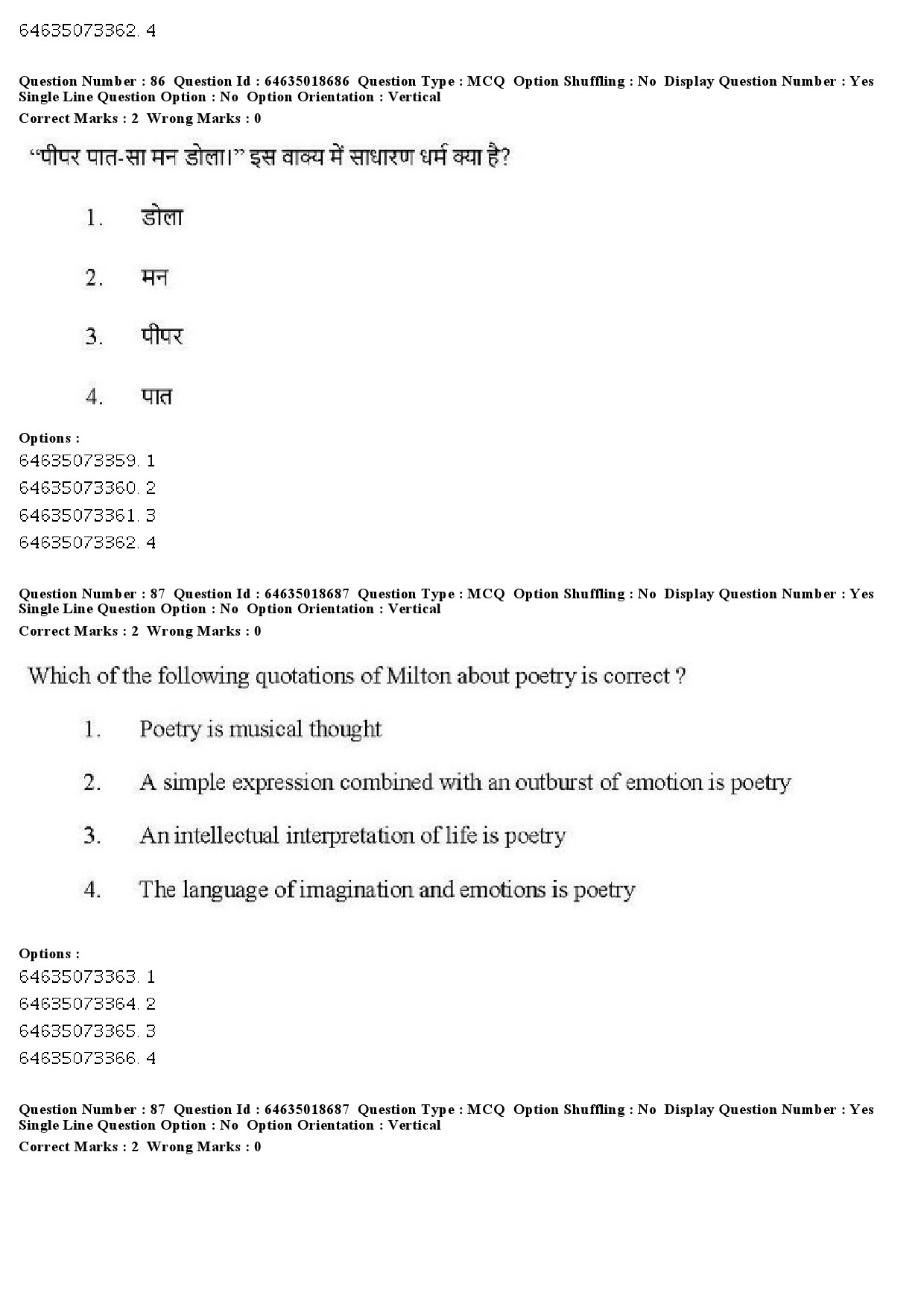 UGC NET Tribal and Regional Language Literature Question Paper June 2019 86