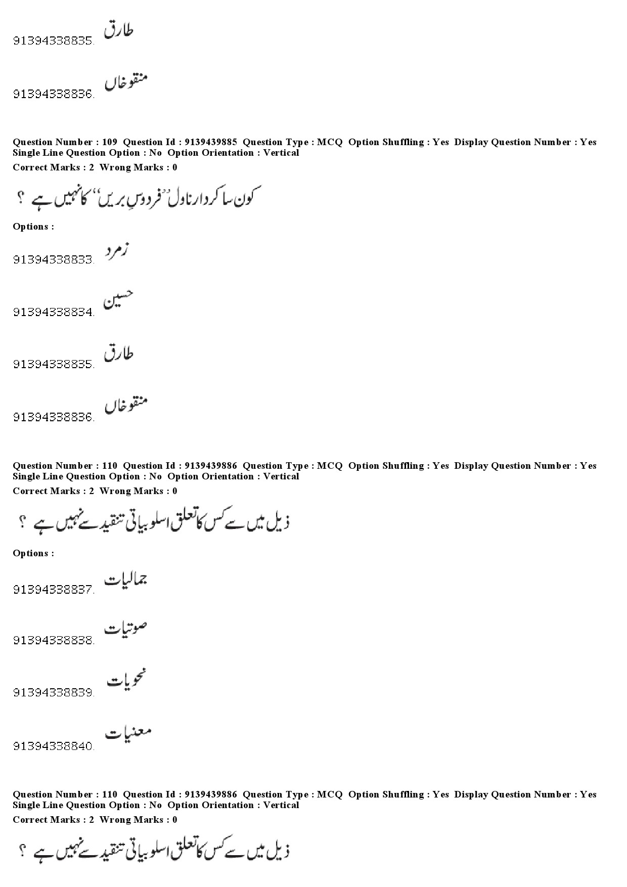 UGC NET Urdu Question Paper December 2018 100