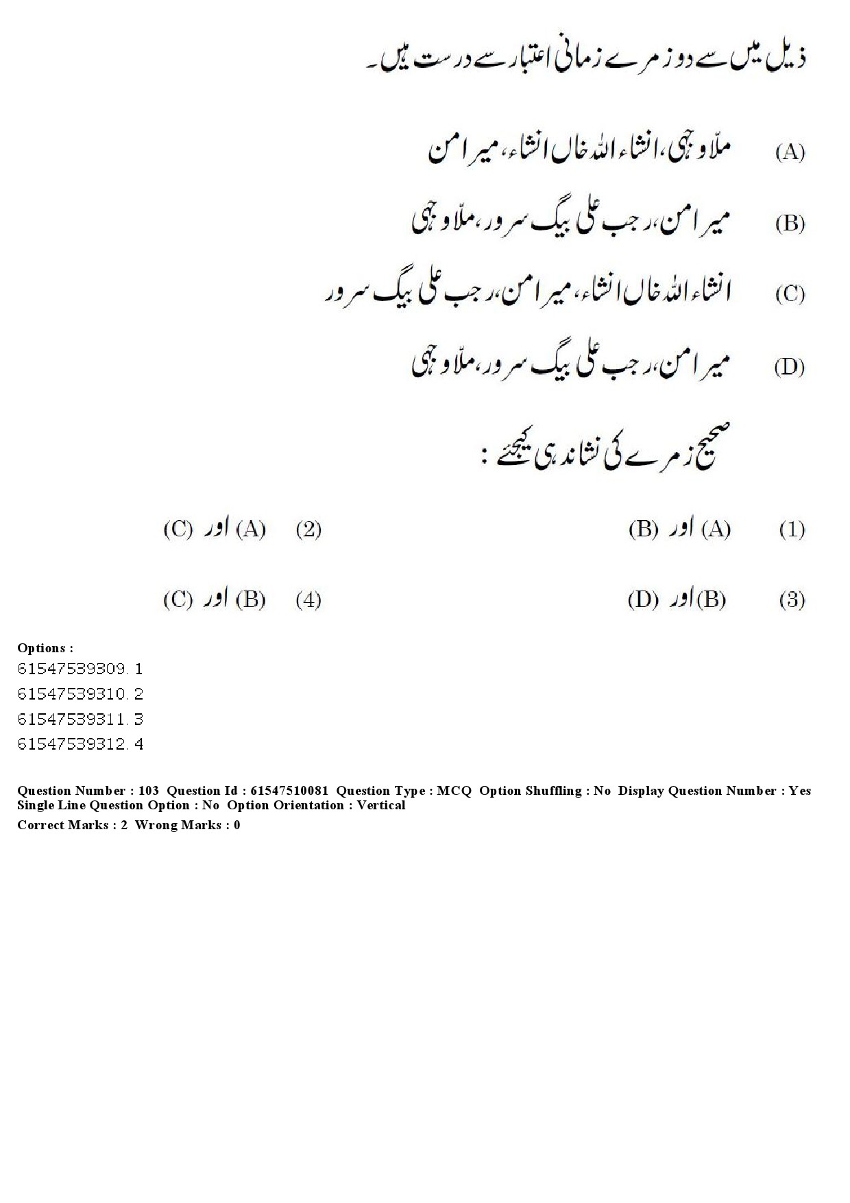 UGC NET Urdu Question Paper December 2019 104