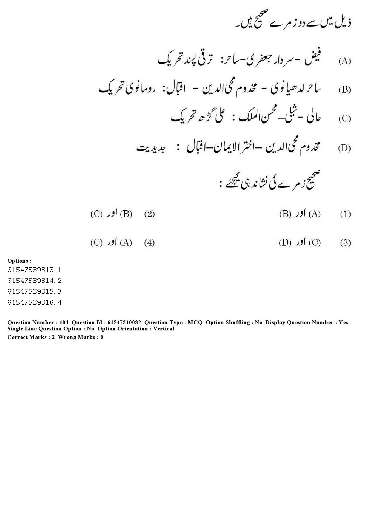 UGC NET Urdu Question Paper December 2019 106