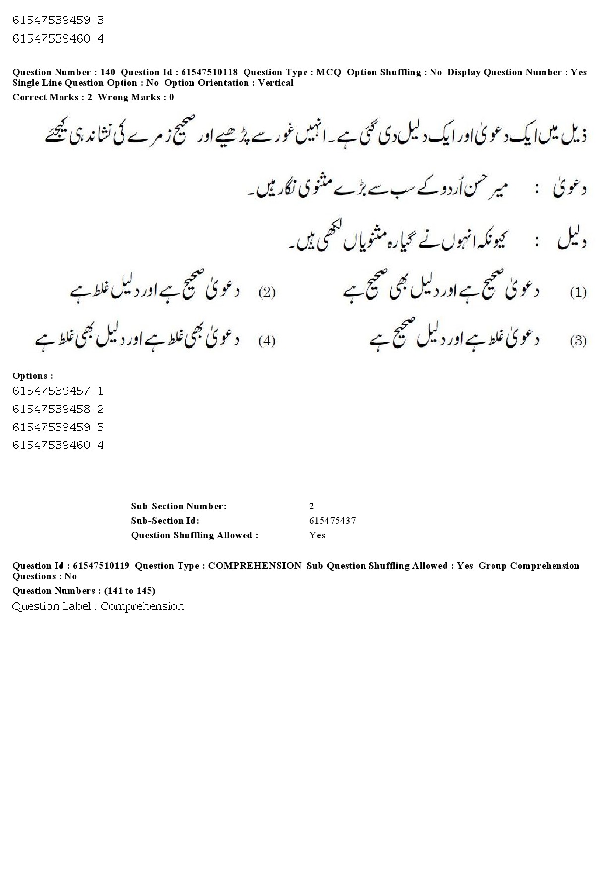 UGC NET Urdu Question Paper December 2019 172