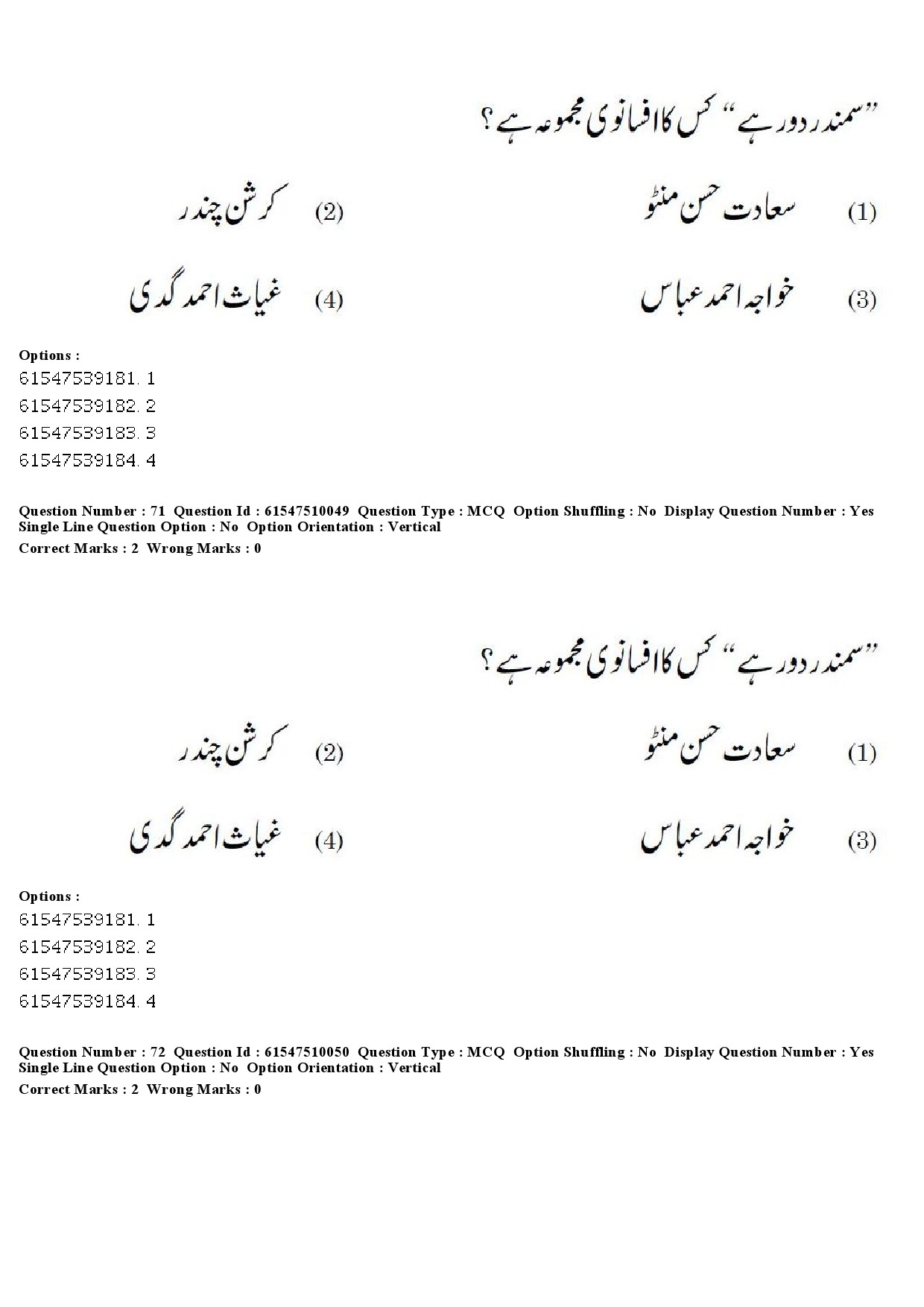 UGC NET Urdu Question Paper December 2019 62