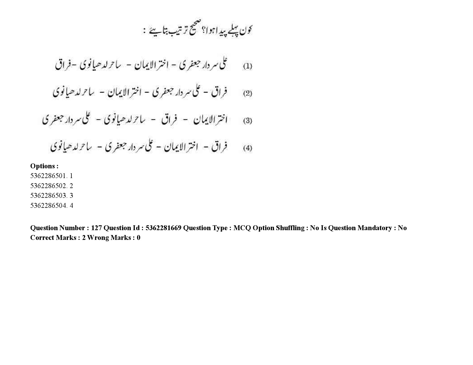 UGC NET Urdu Question Paper September 2020 196