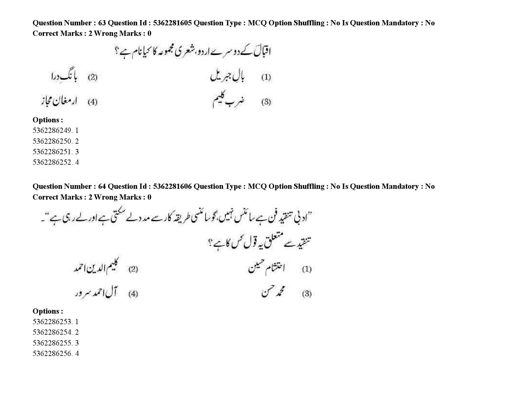 UGC NET Urdu Question Paper September 2020 87