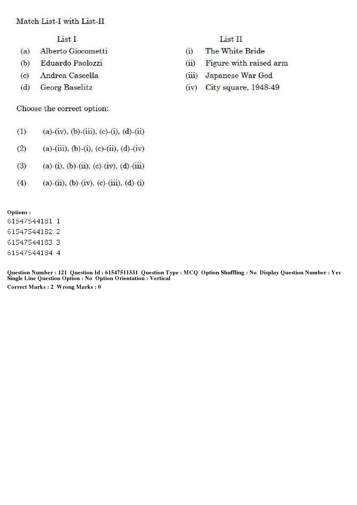 UGC NET Visual Arts Question Paper December 2019 129