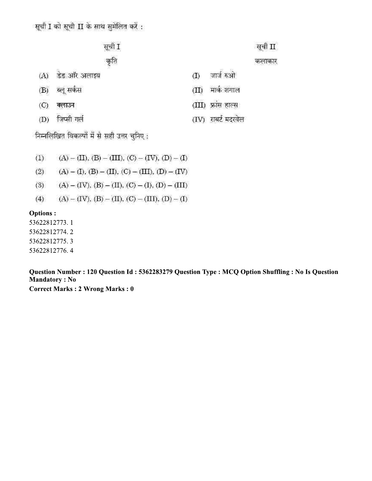 UGC NET Visual Arts Question Paper September 2020 128