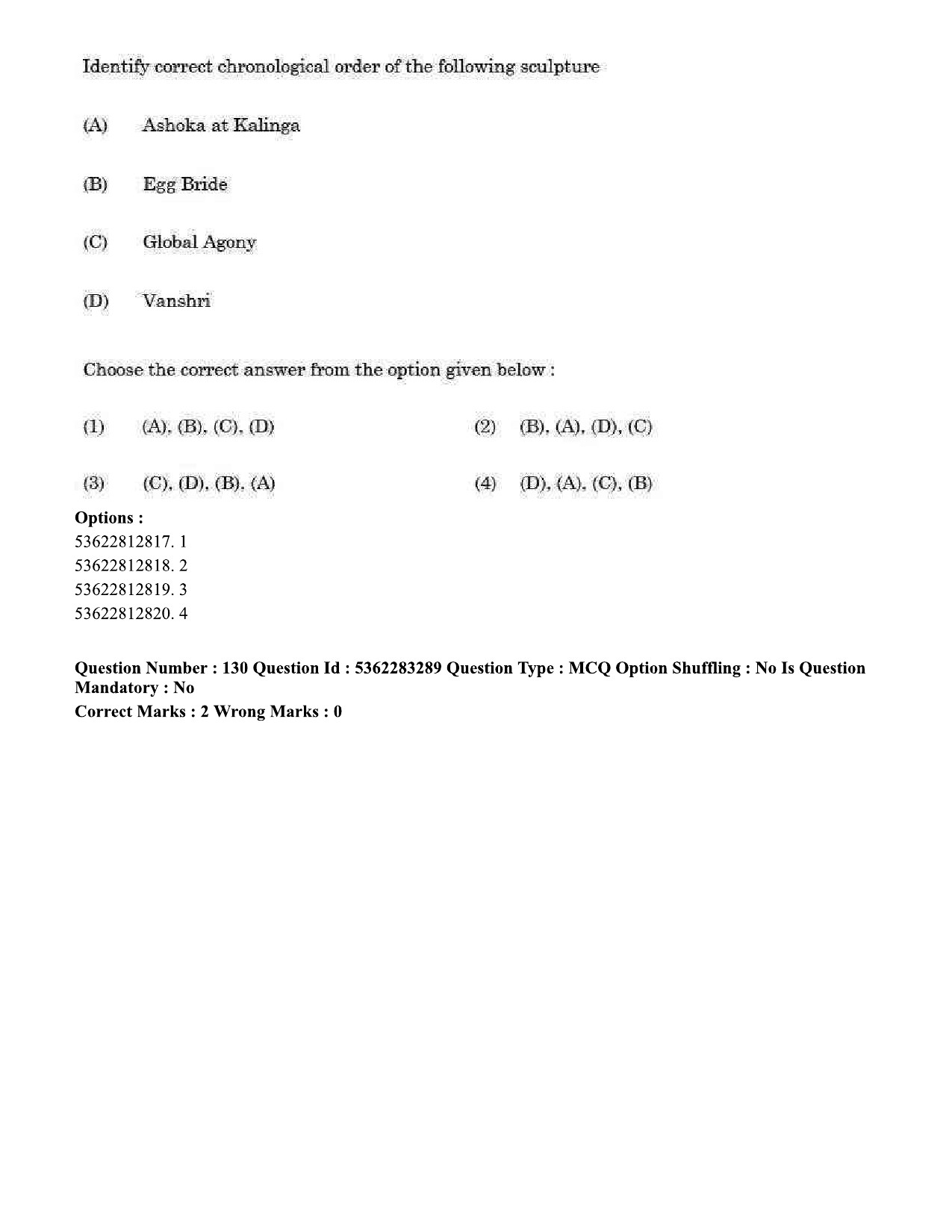 UGC NET Visual Arts Question Paper September 2020 149