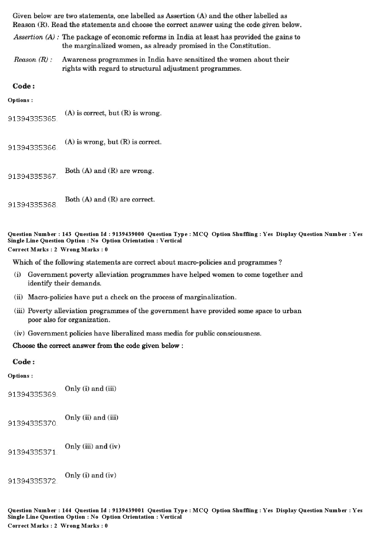 UGC NET Women Studies Question Paper December 2018 136