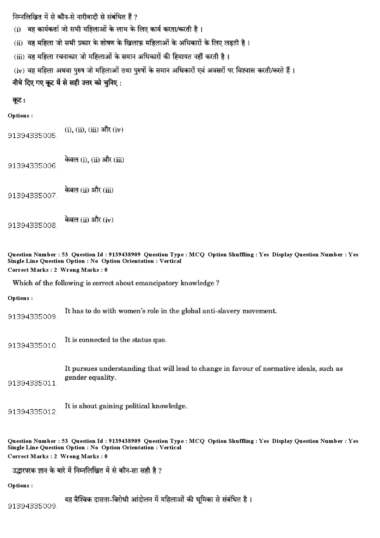 UGC NET Women Studies Question Paper December 2018 50