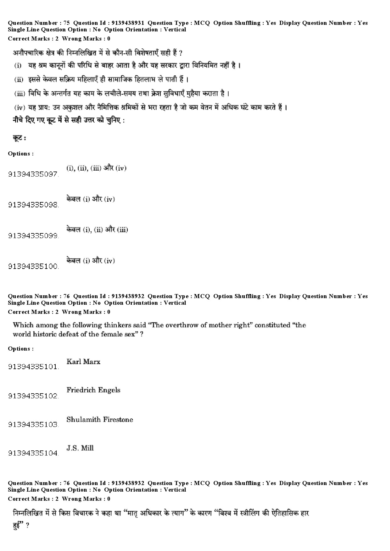 UGC NET Women Studies Question Paper December 2018 72