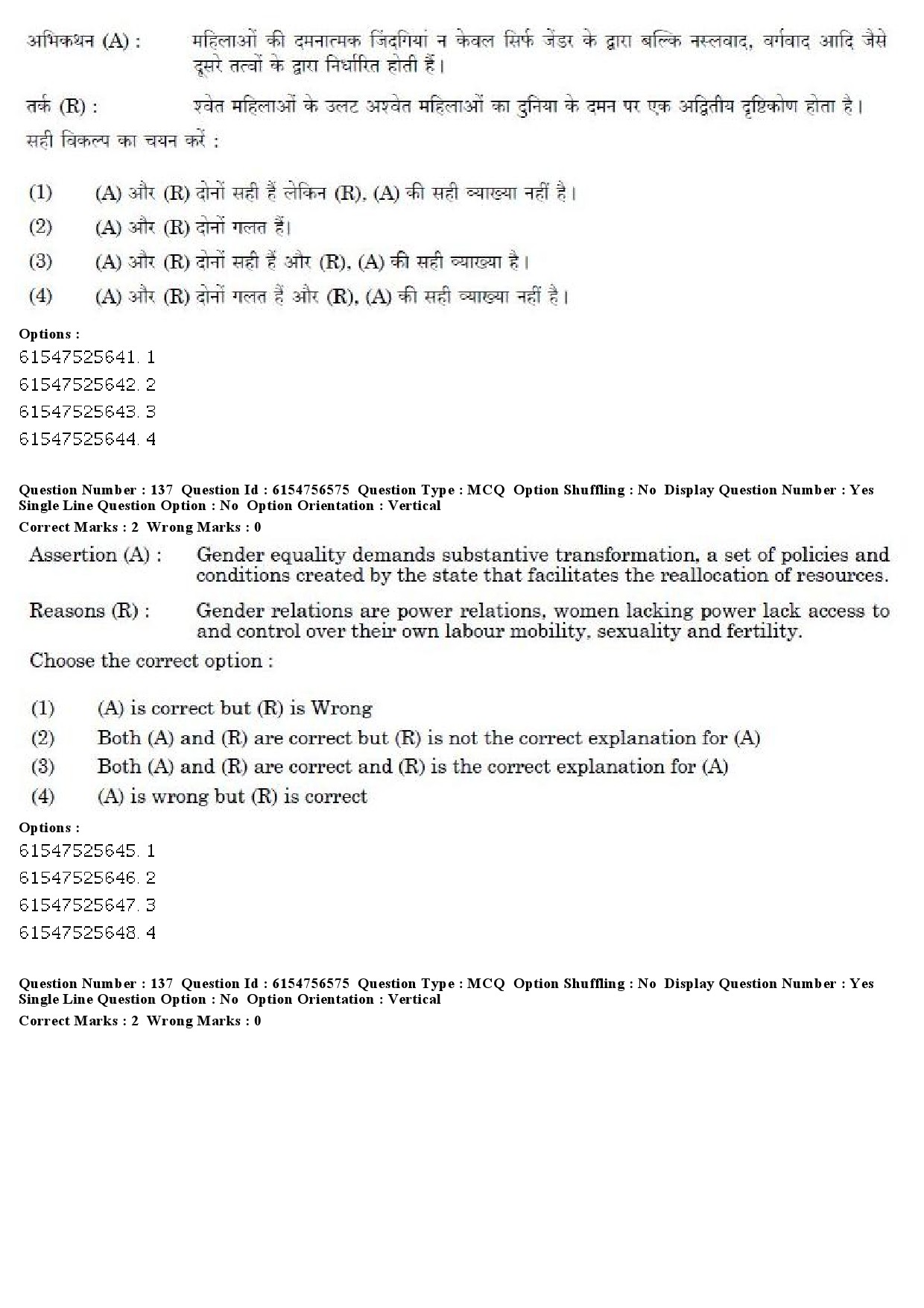 UGC NET Women Studies Question Paper December 2019 128