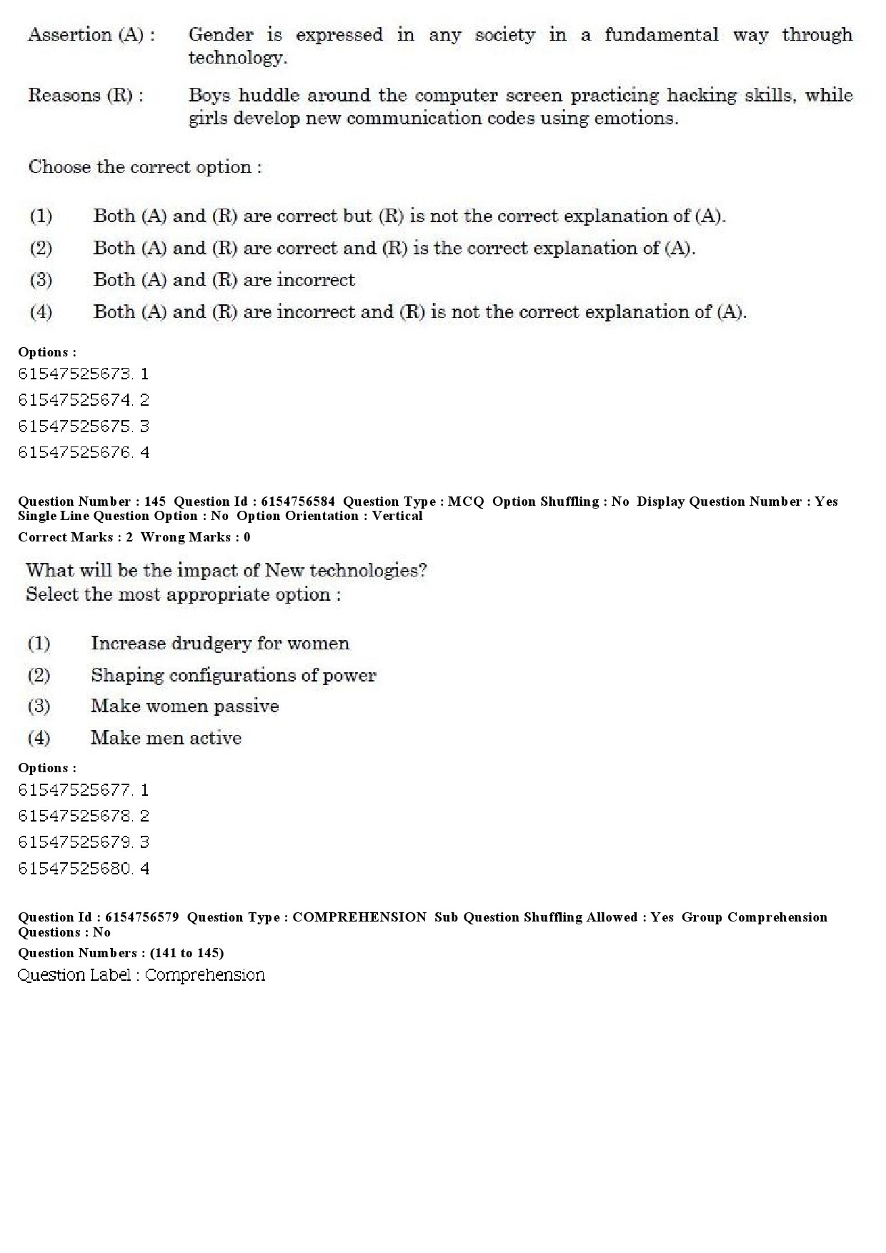 UGC NET Women Studies Question Paper December 2019 134