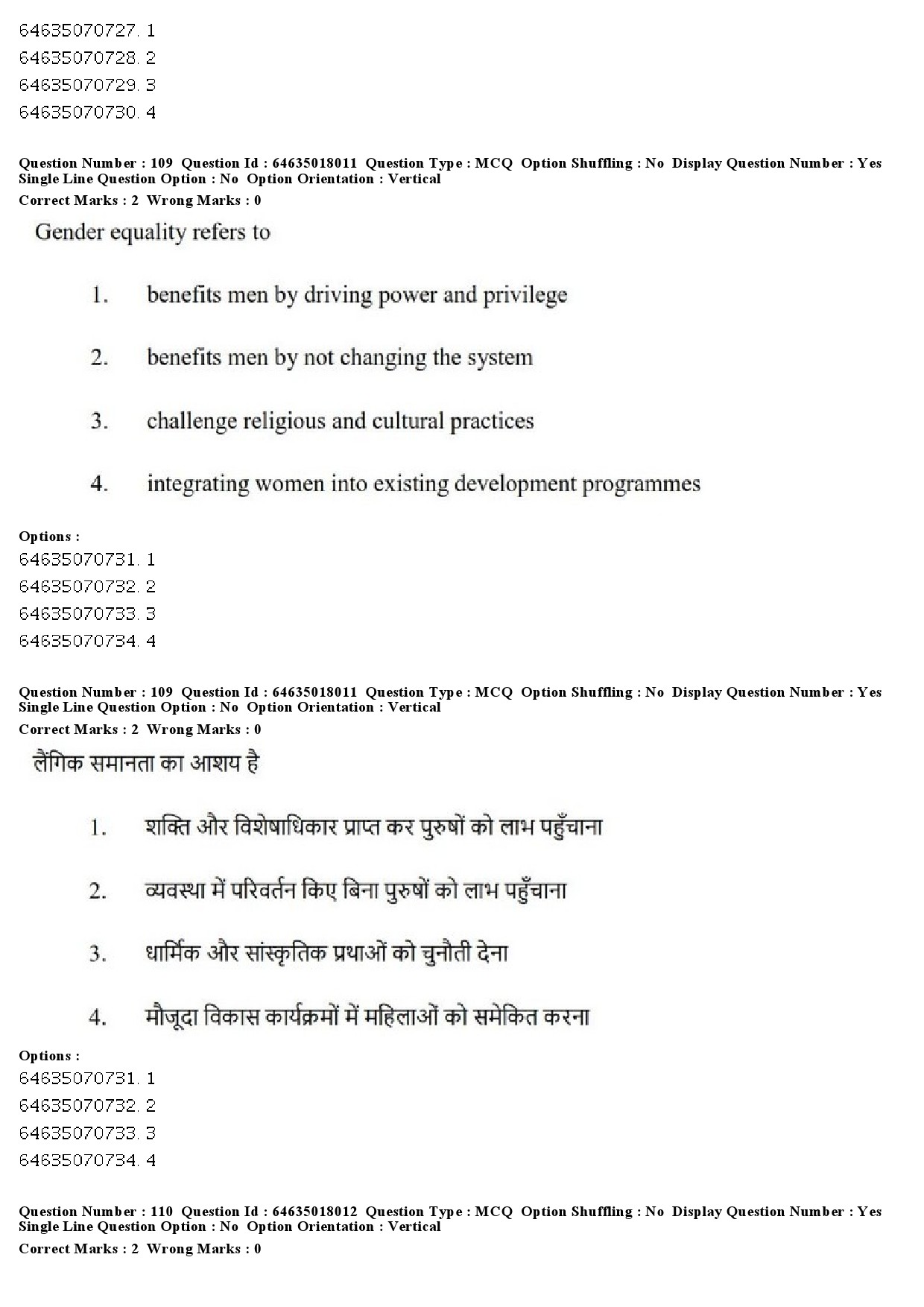 UGC NET Women Studies Question Paper June 2019 102