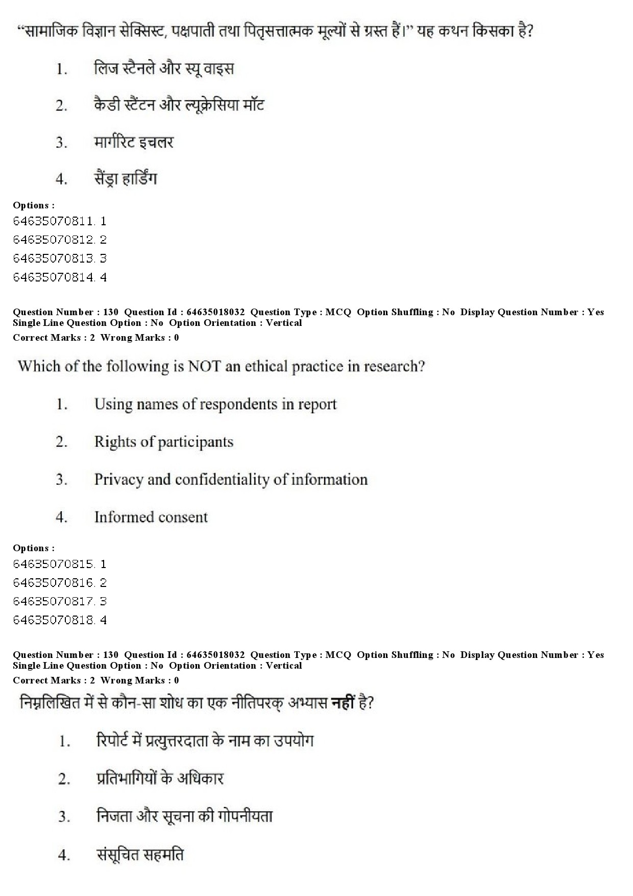 UGC NET Women Studies Question Paper June 2019 121