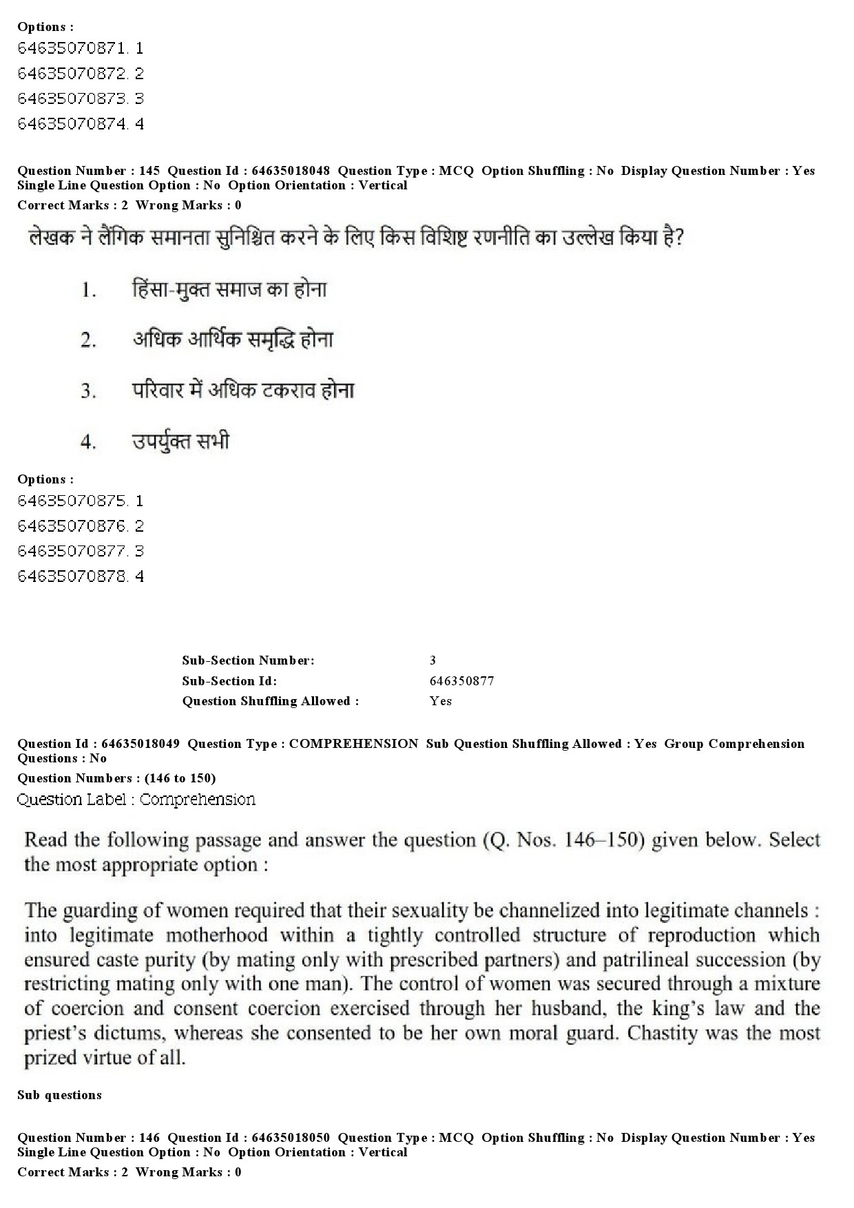 UGC NET Women Studies Question Paper June 2019 140