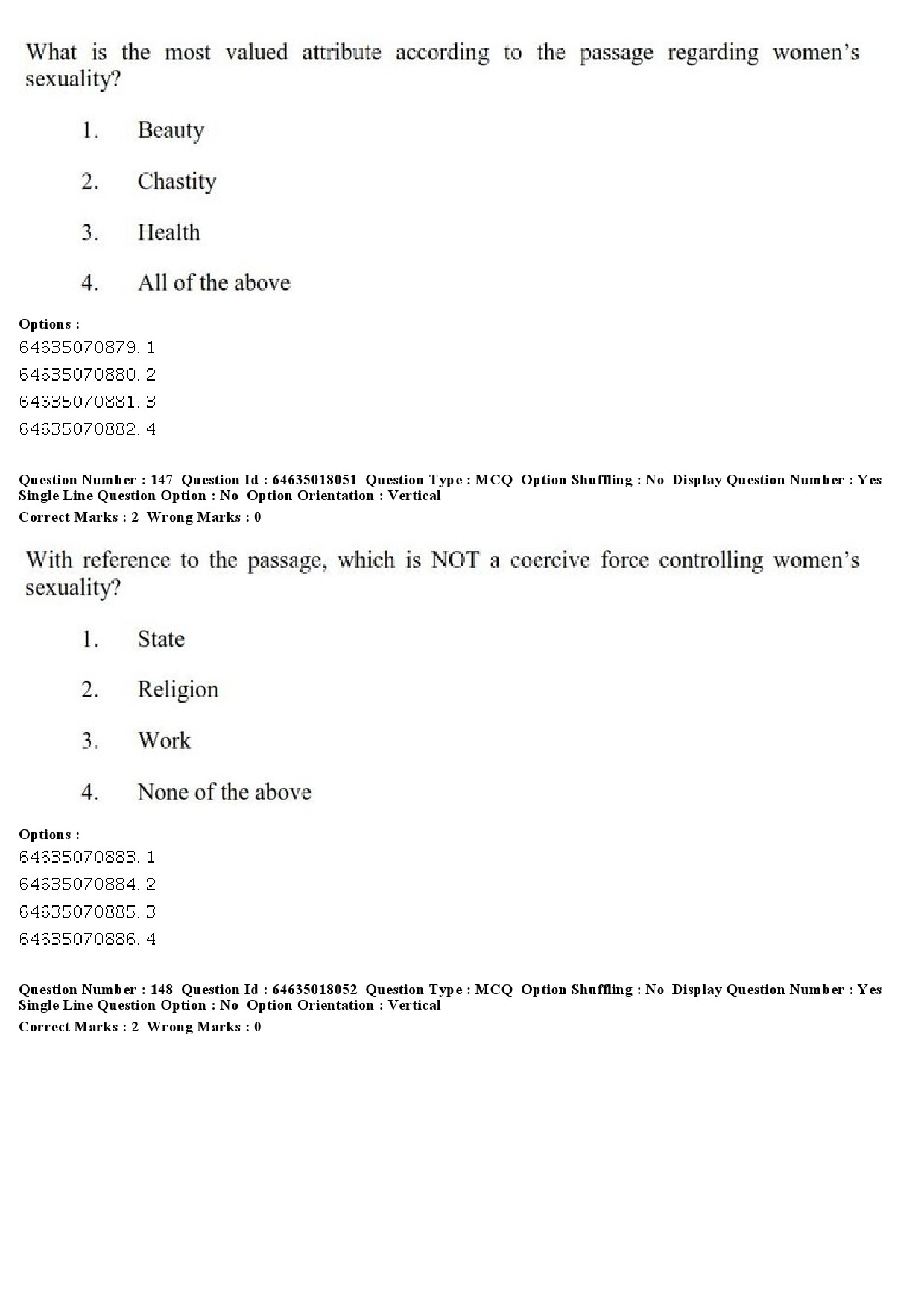 UGC NET Women Studies Question Paper June 2019 141