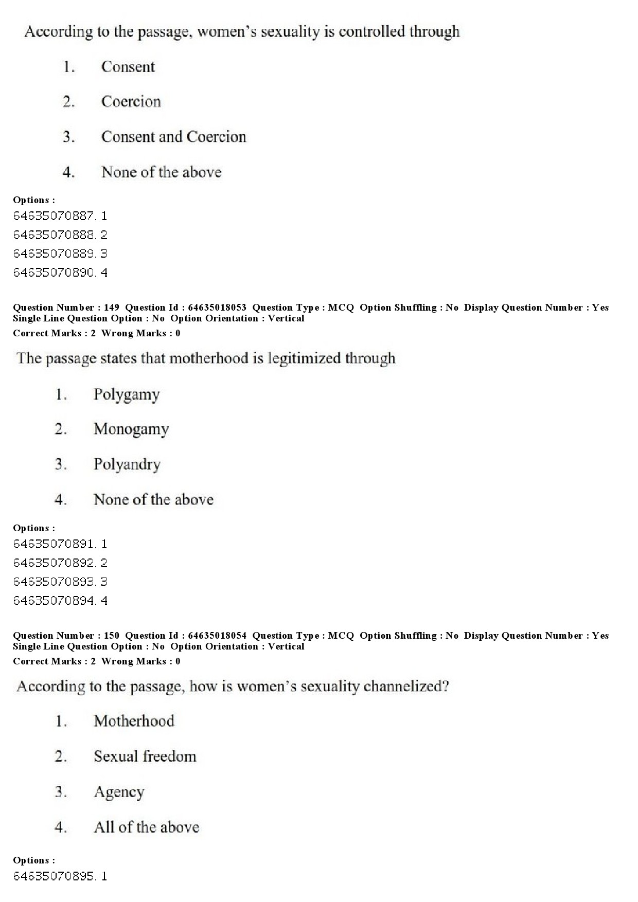 UGC NET Women Studies Question Paper June 2019 142