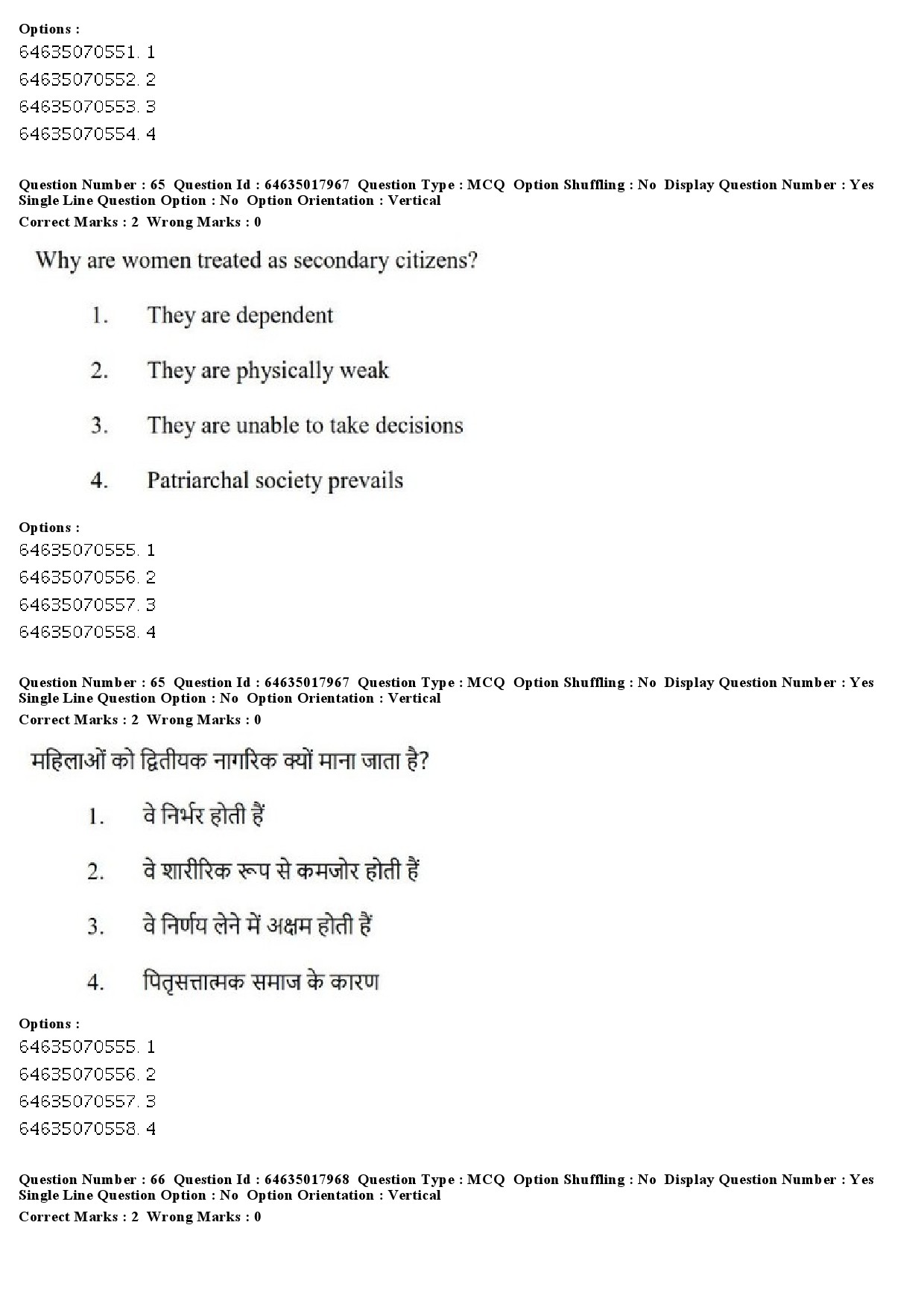 UGC NET Women Studies Question Paper June 2019 61