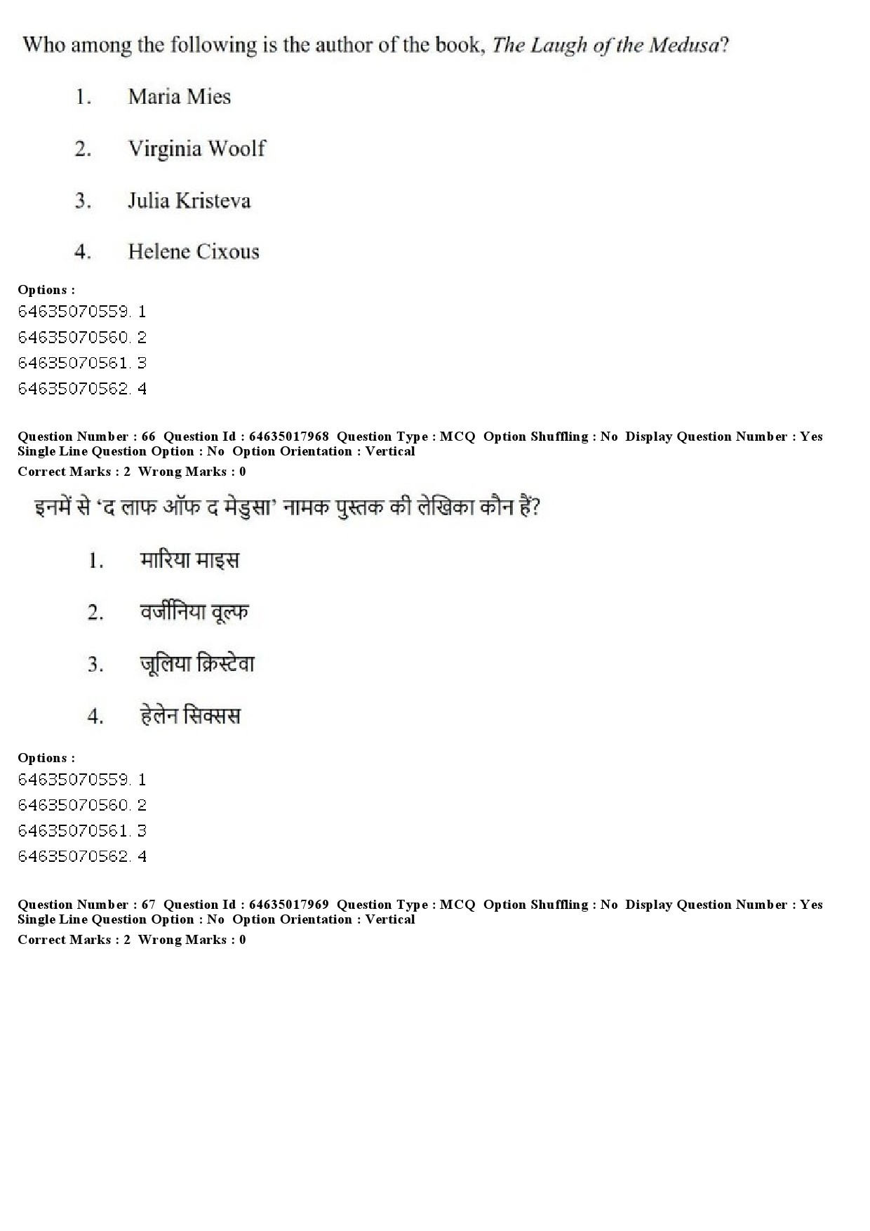 UGC NET Women Studies Question Paper June 2019 62