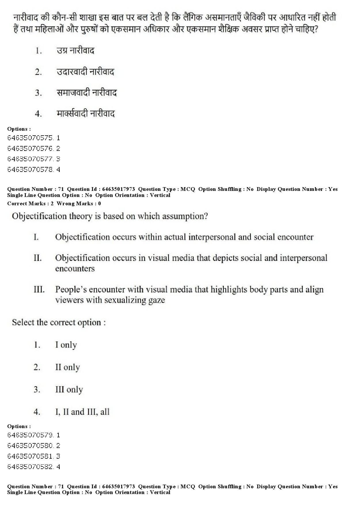 UGC NET Women Studies Question Paper June 2019 67