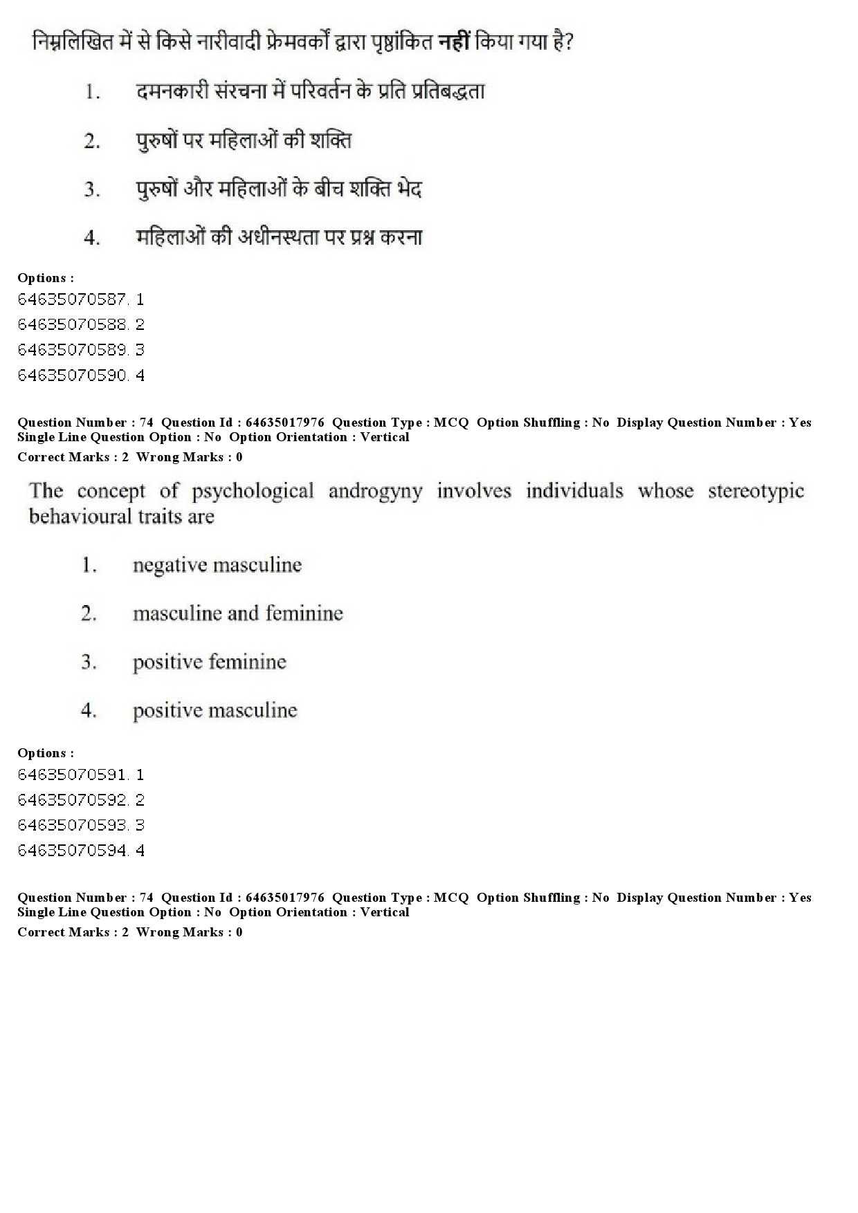 UGC NET Women Studies Question Paper June 2019 70