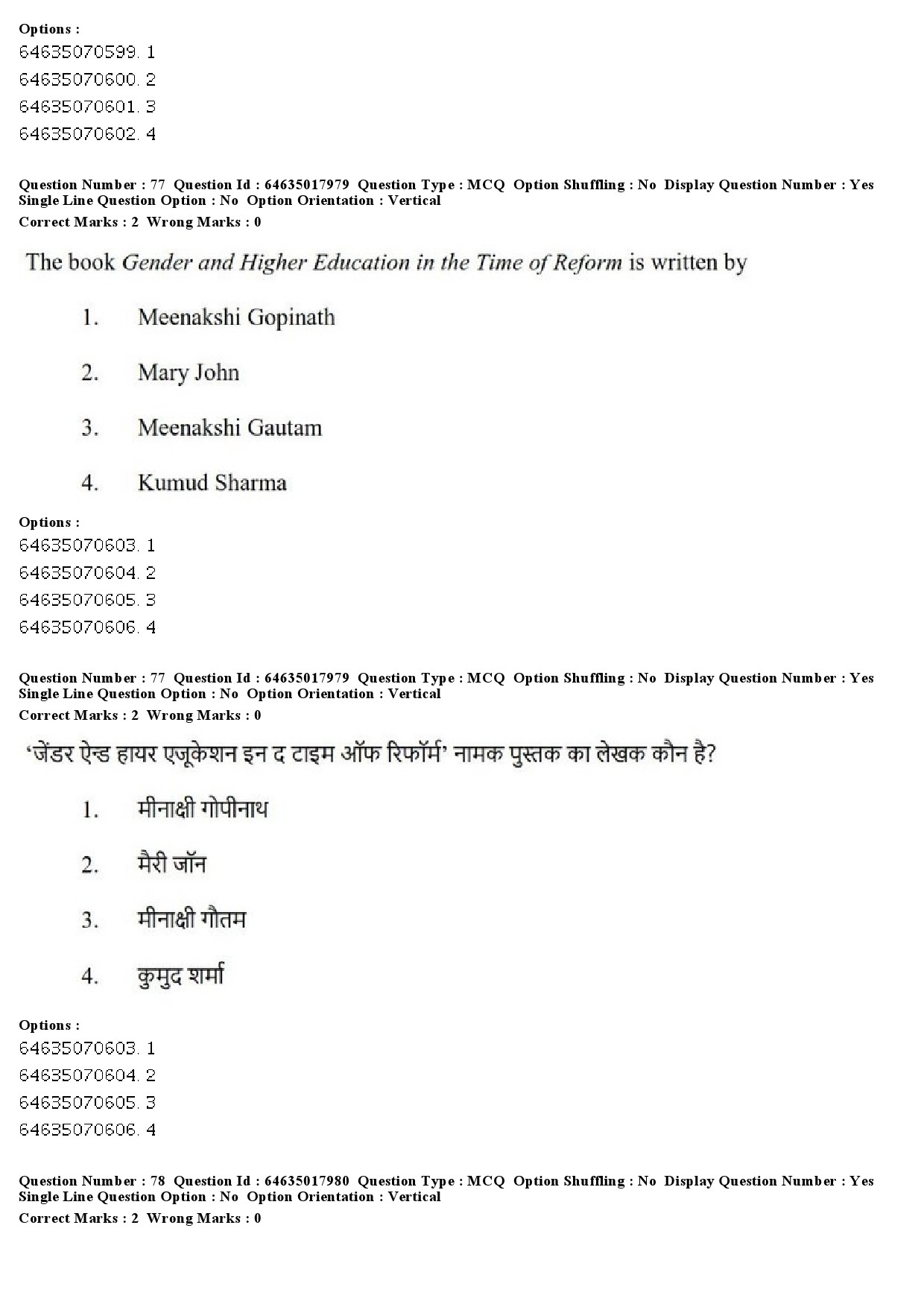 UGC NET Women Studies Question Paper June 2019 73